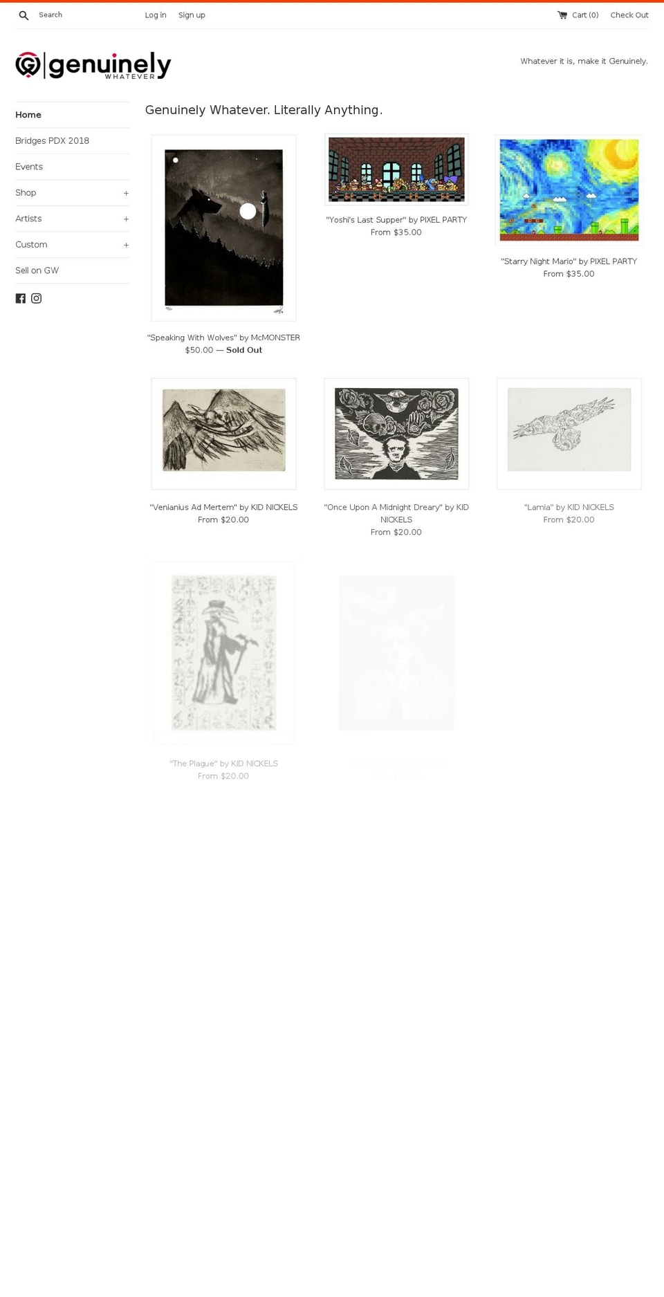 genuinelywhatever.com shopify website screenshot