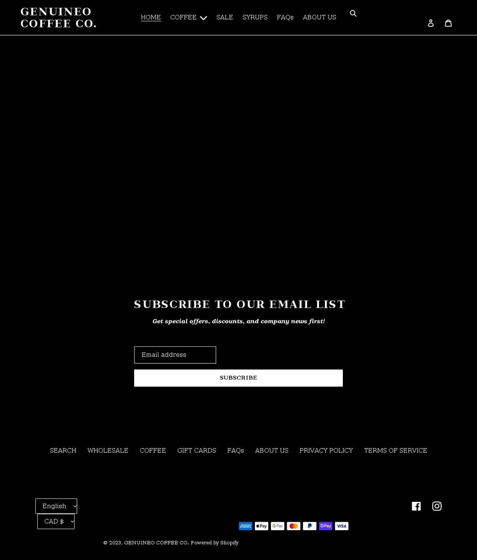 genuineocoffee.co shopify website screenshot