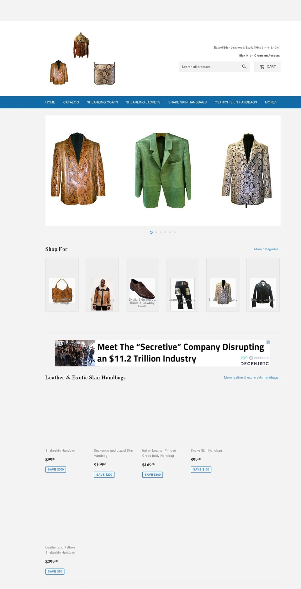 genuineostrichskinhandbags.com — Shopify storefront screenshot