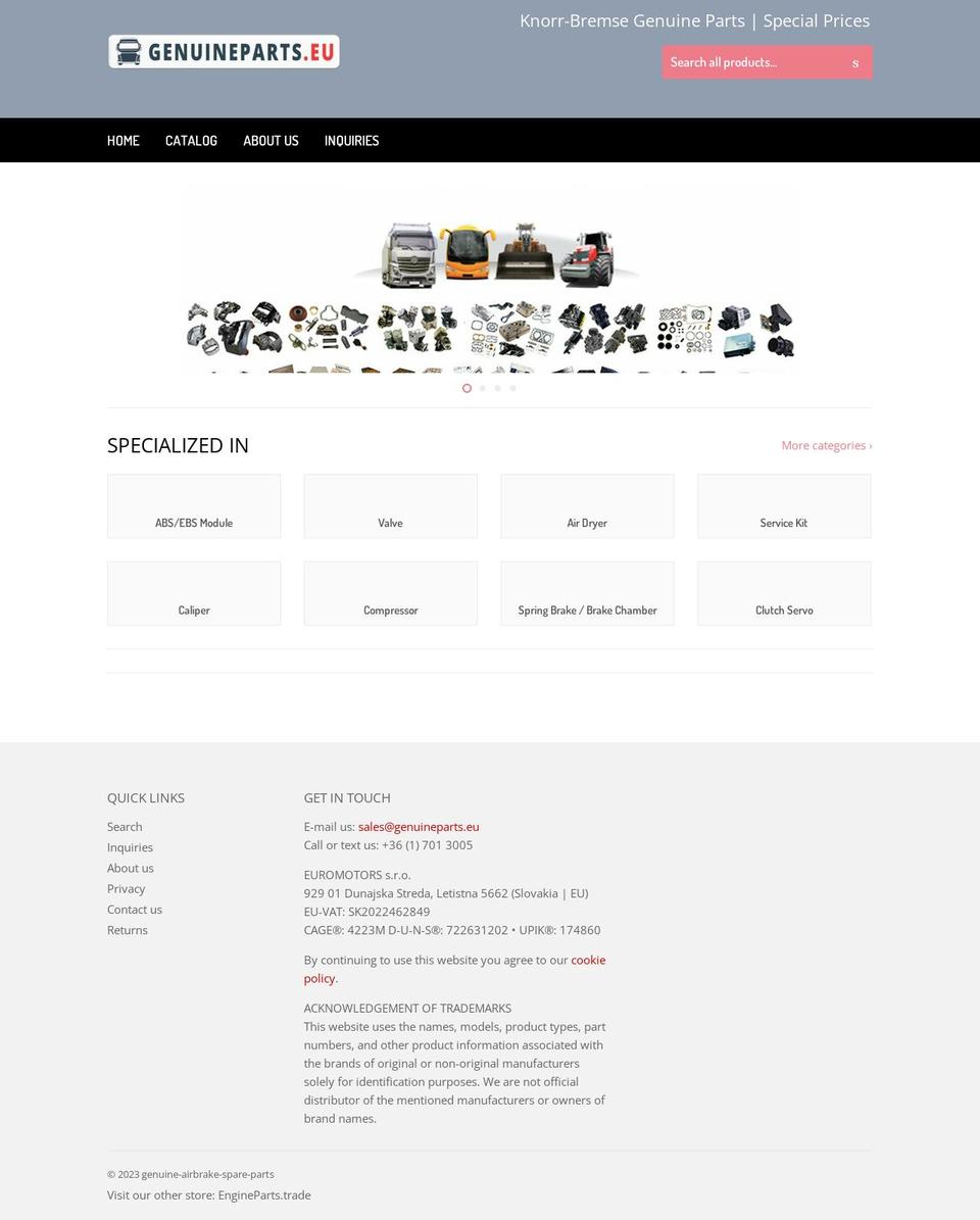 genuineparts.eu shopify website screenshot