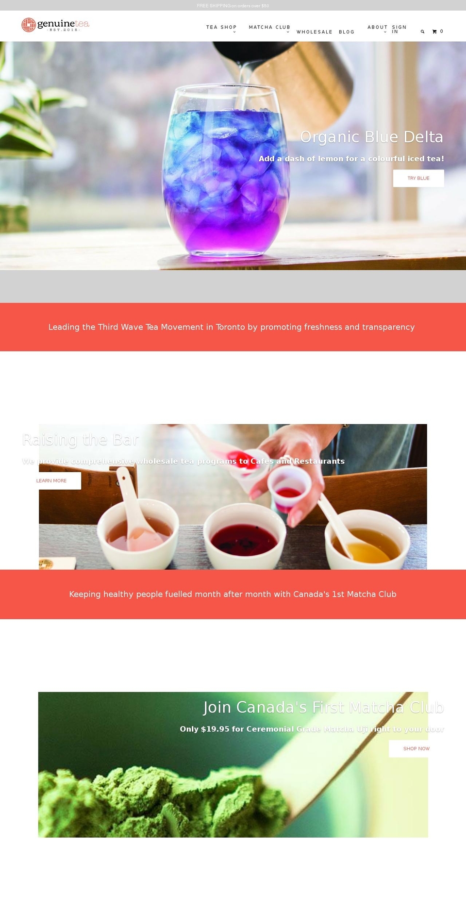 genuinetea.ca shopify website screenshot