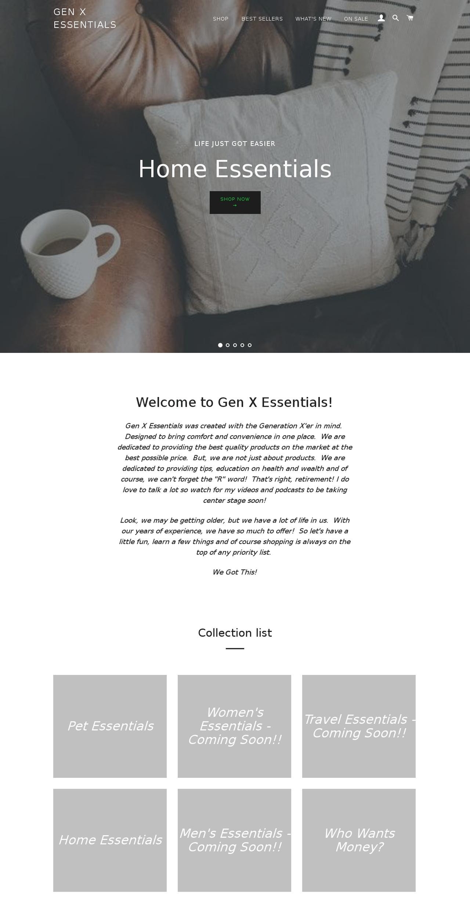 genxessentials.com — Shopify storefront screenshot