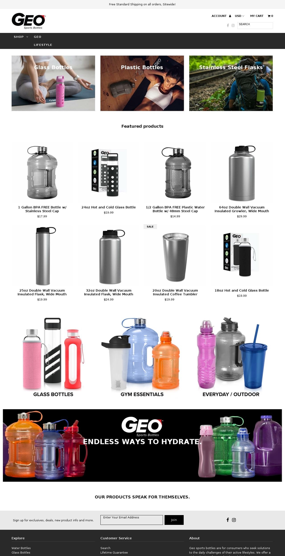 geobottles.com shopify website screenshot