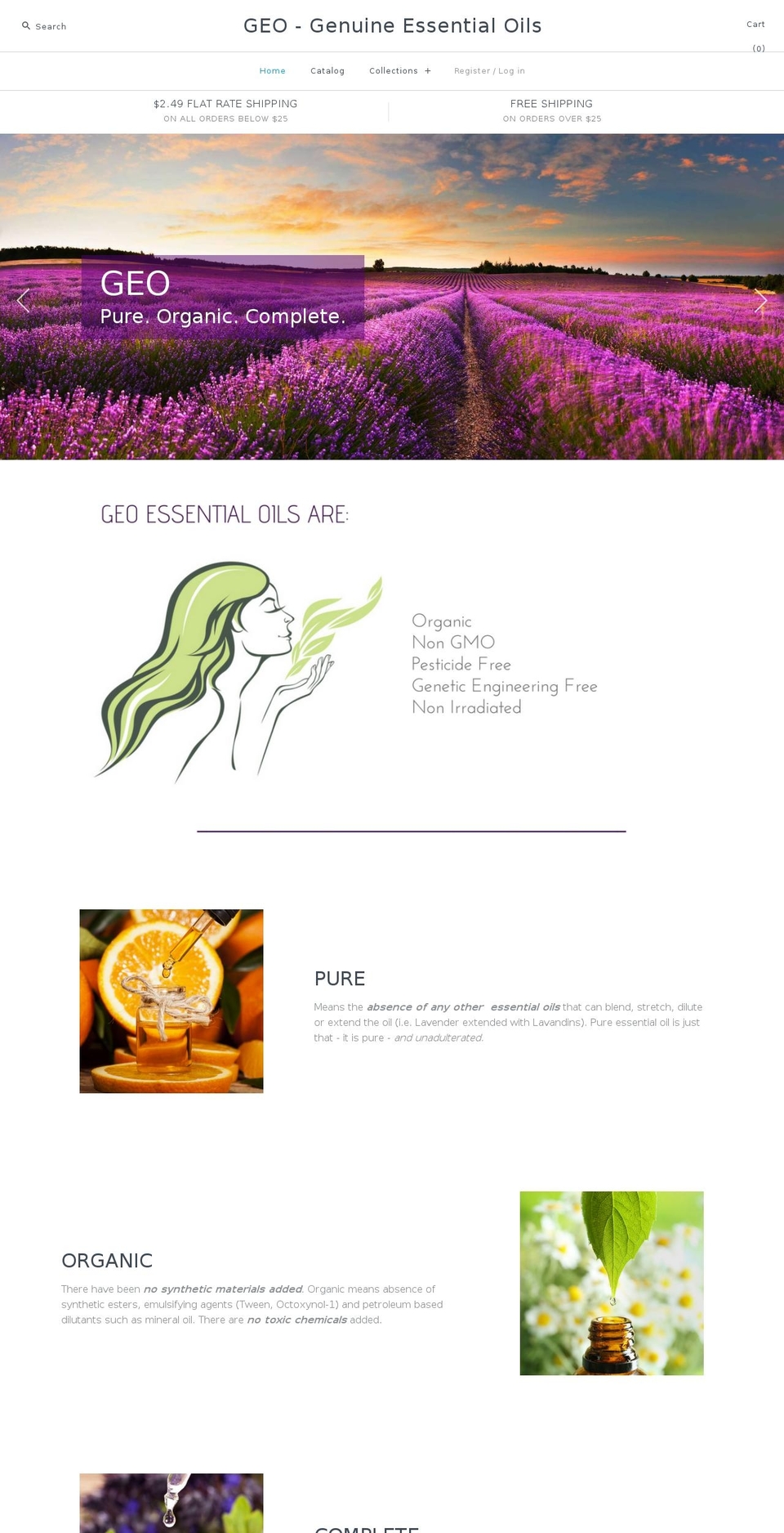 geoessentialoils.com shopify website screenshot