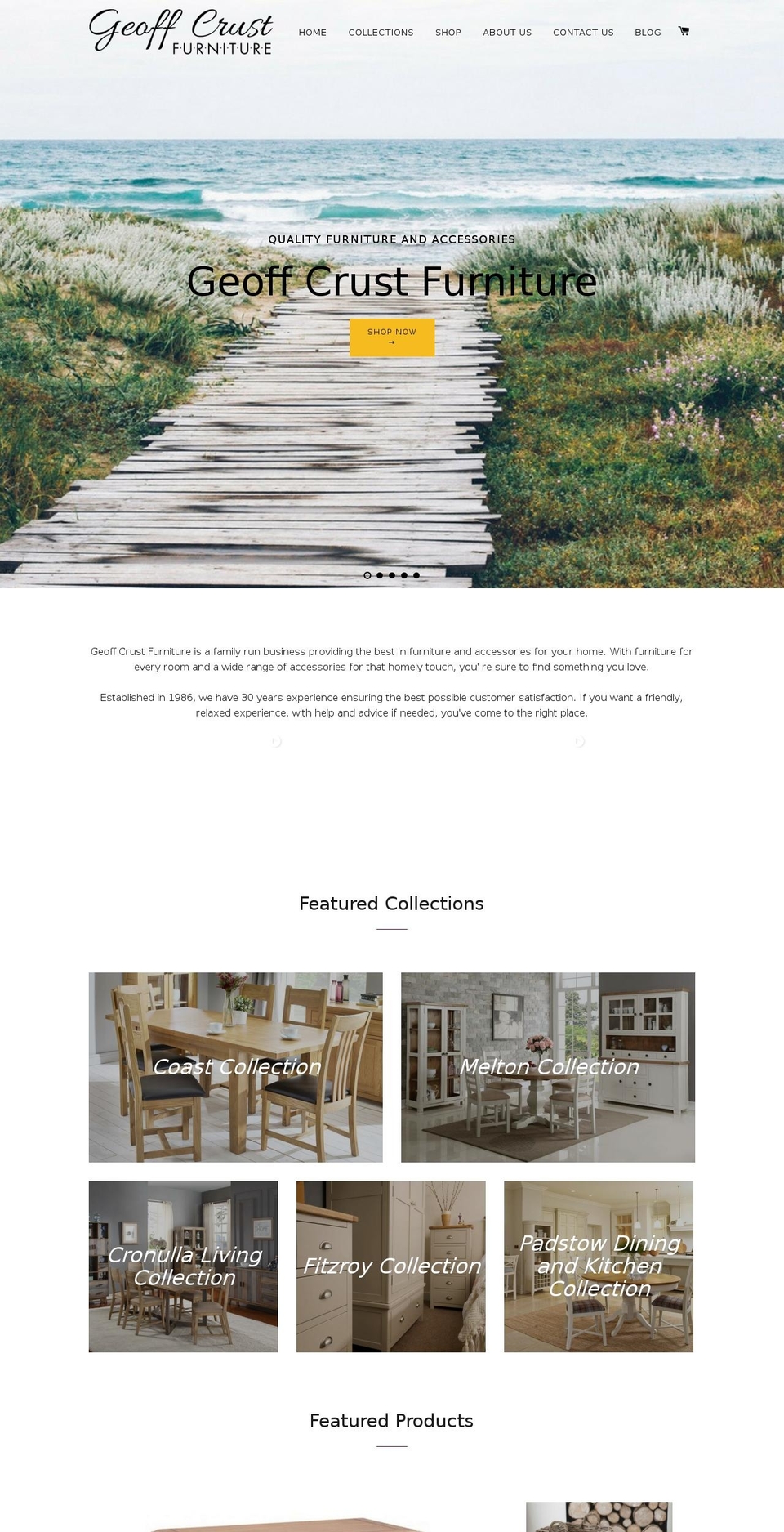 geoffcrustfurniture.com shopify website screenshot