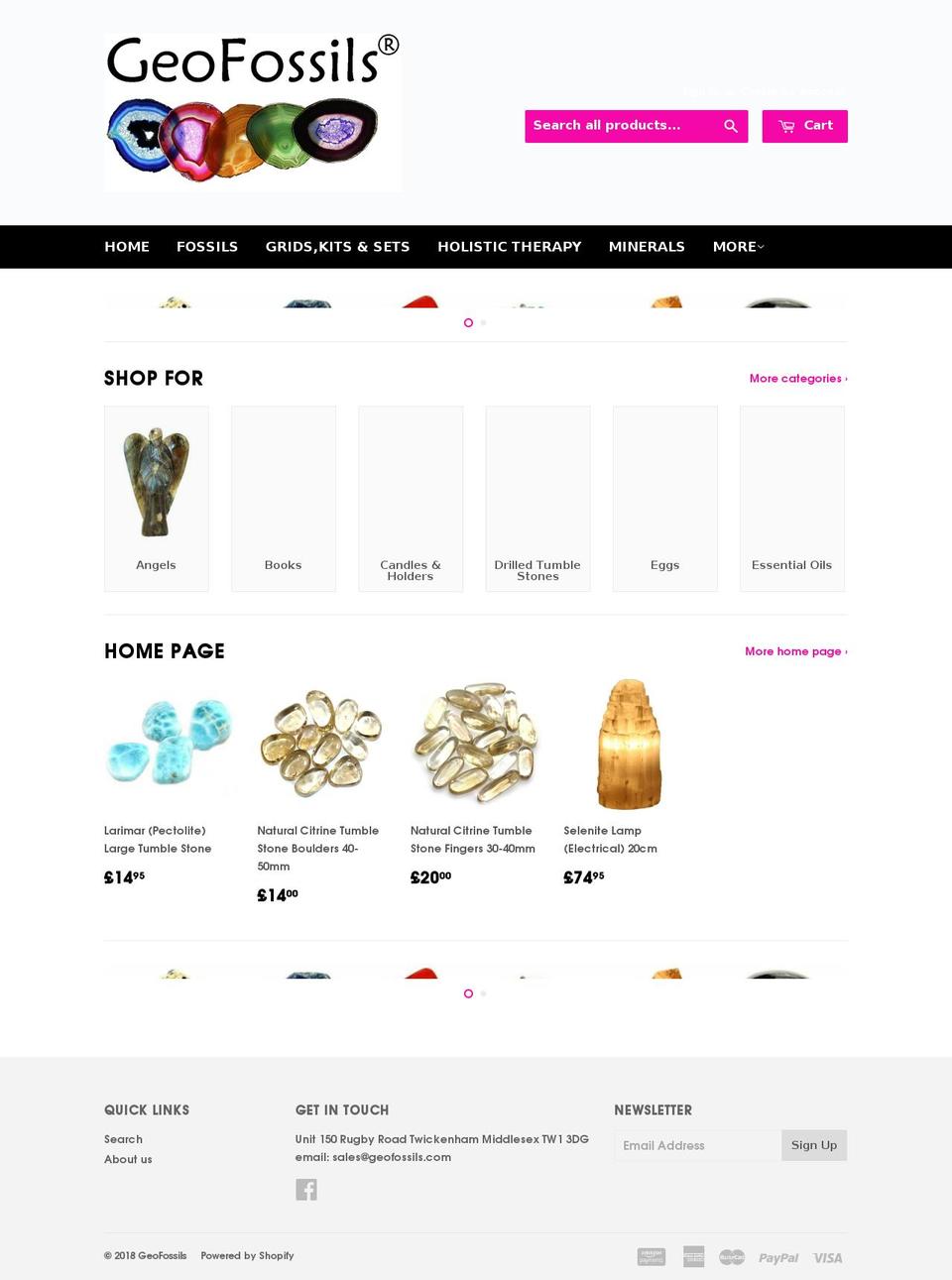 geofossils.co.uk shopify website screenshot