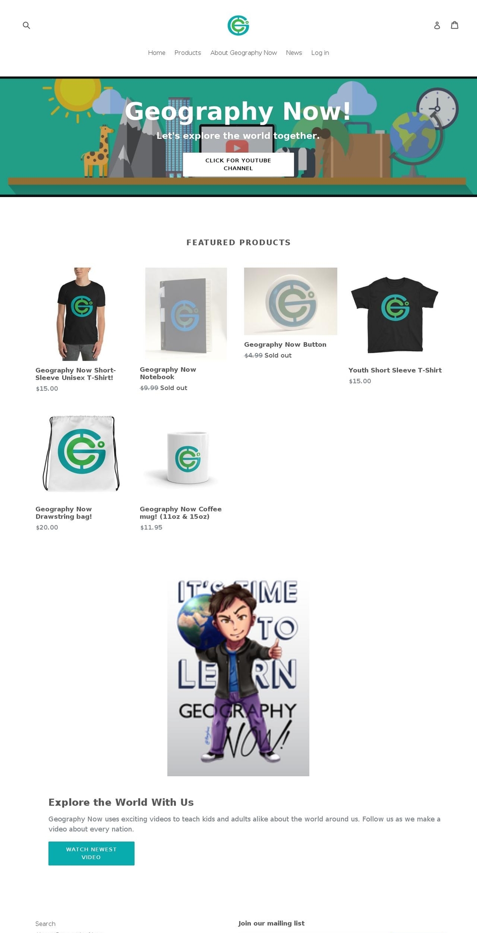geographynow.com shopify website screenshot