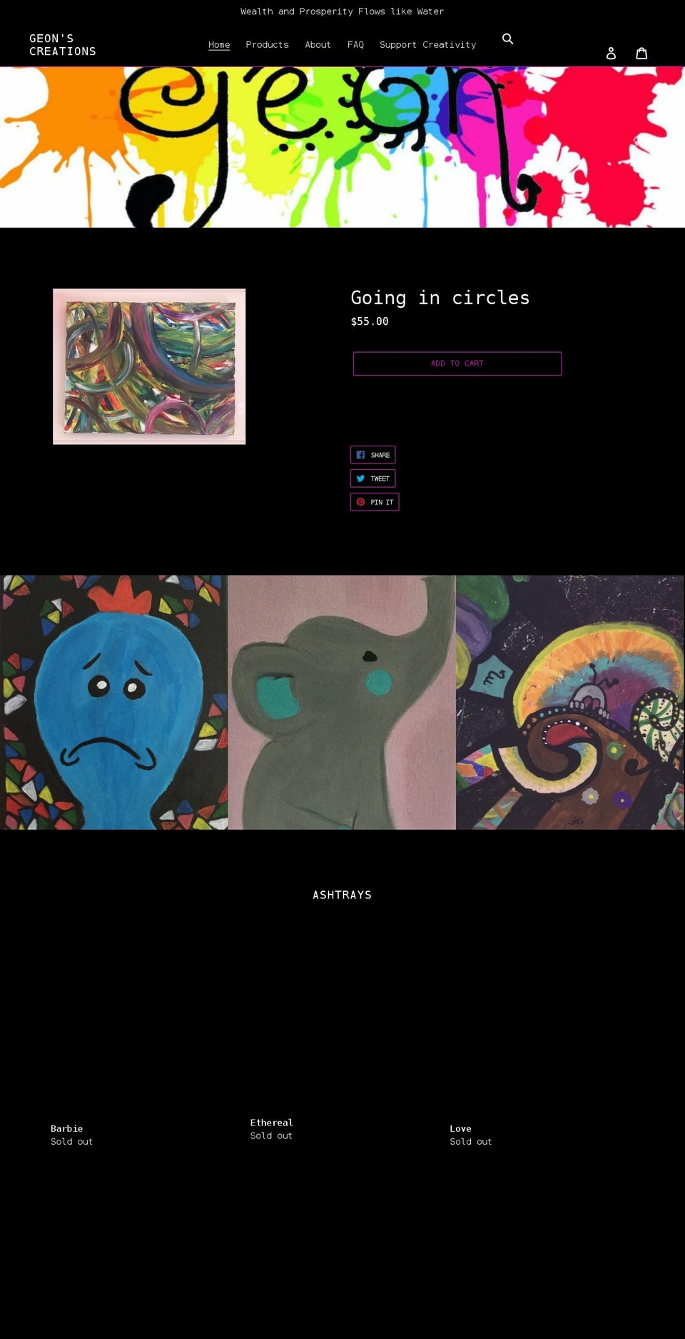 geonscreations.com shopify website screenshot