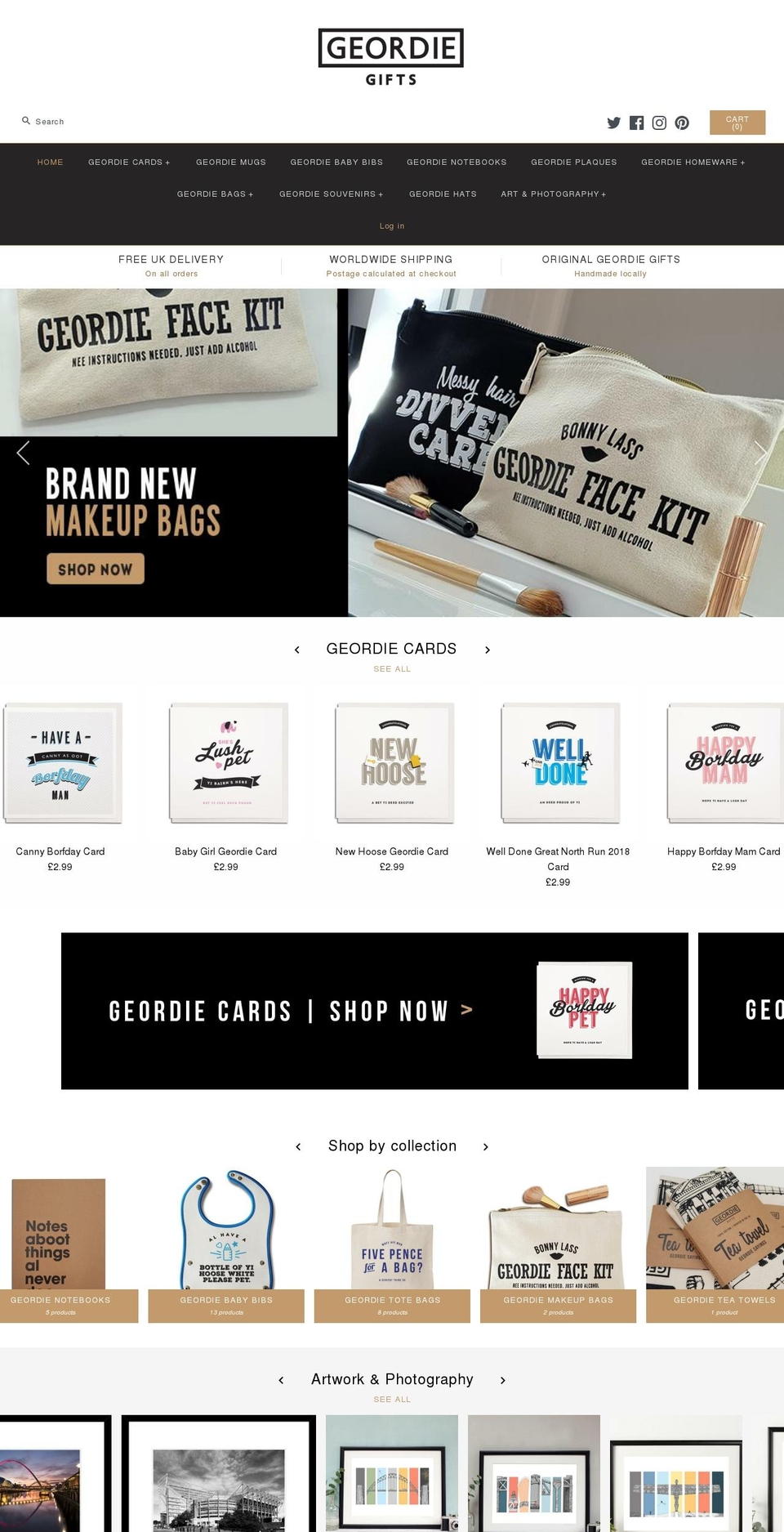 geordiegifts.co.uk shopify website screenshot