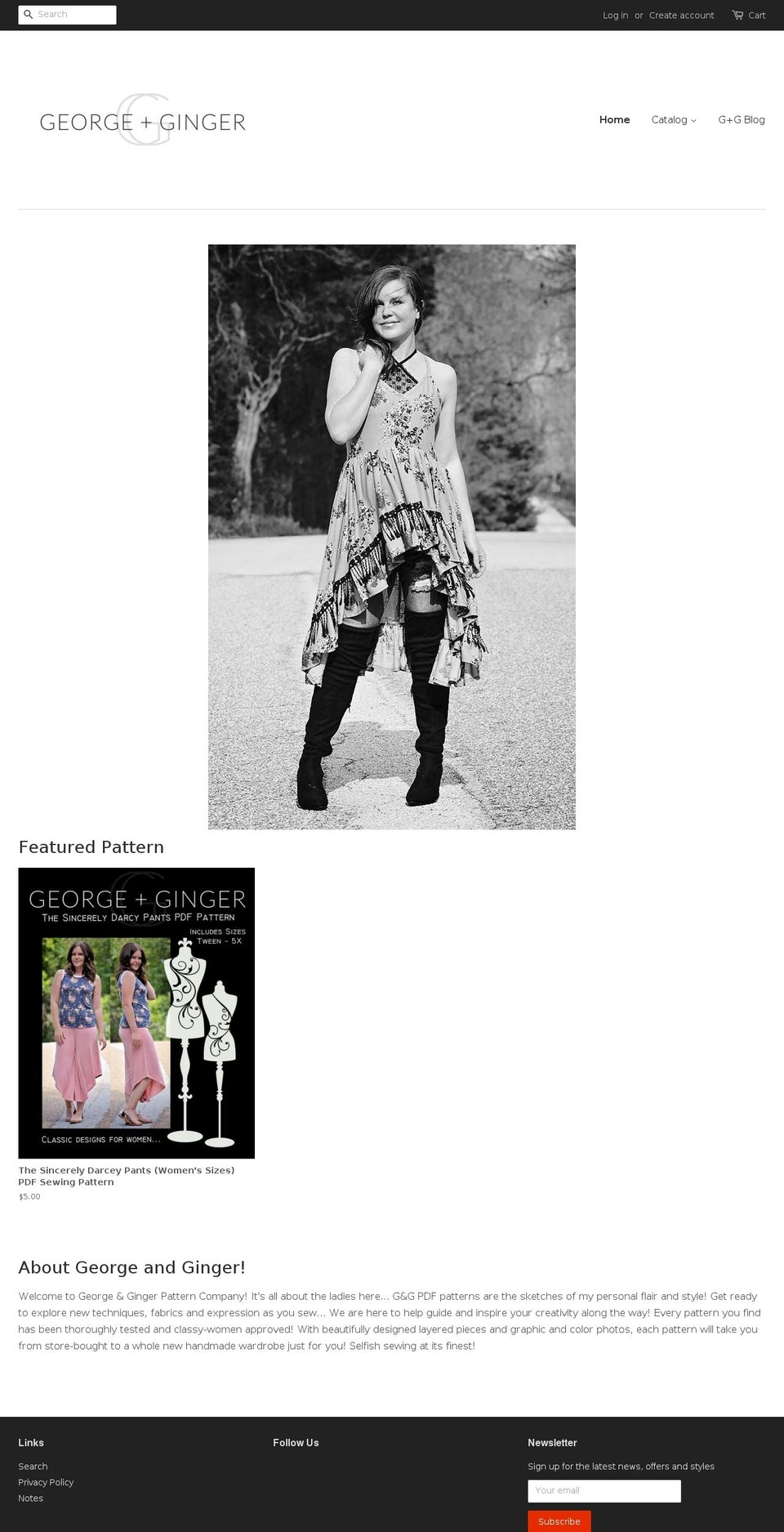 georgeandgingerpatterns.com shopify website screenshot