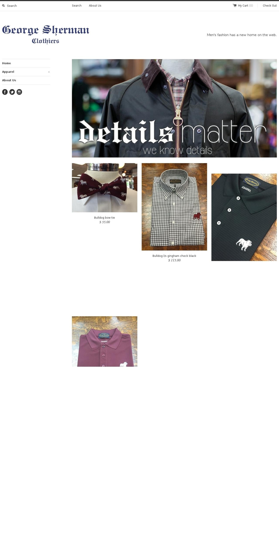 georgeshermanclothing.com shopify website screenshot