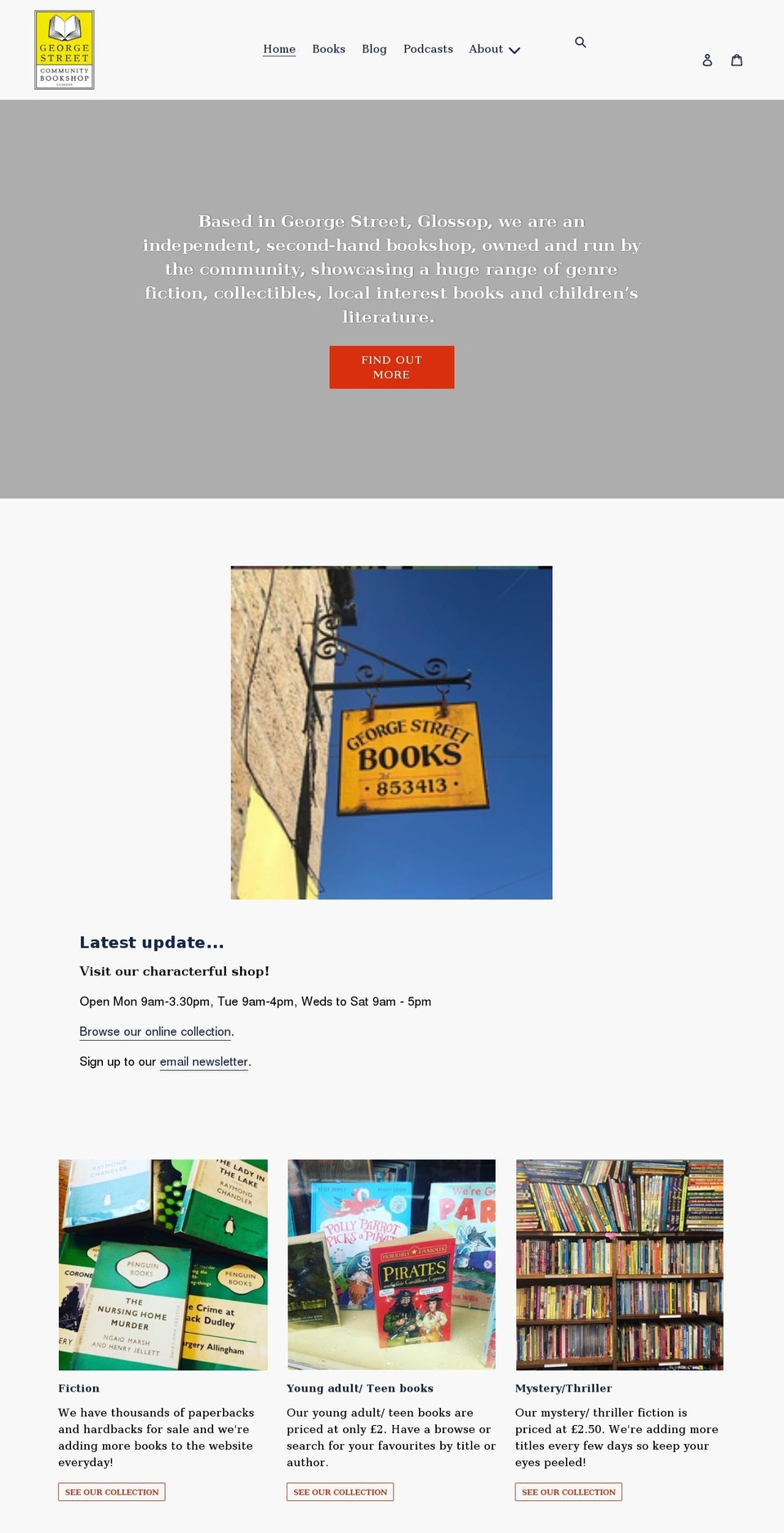 georgestreetcommunitybookshop.co.uk shopify website screenshot