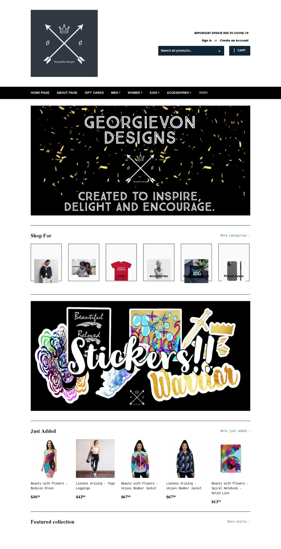 georgievondesigns.com — Shopify storefront screenshot