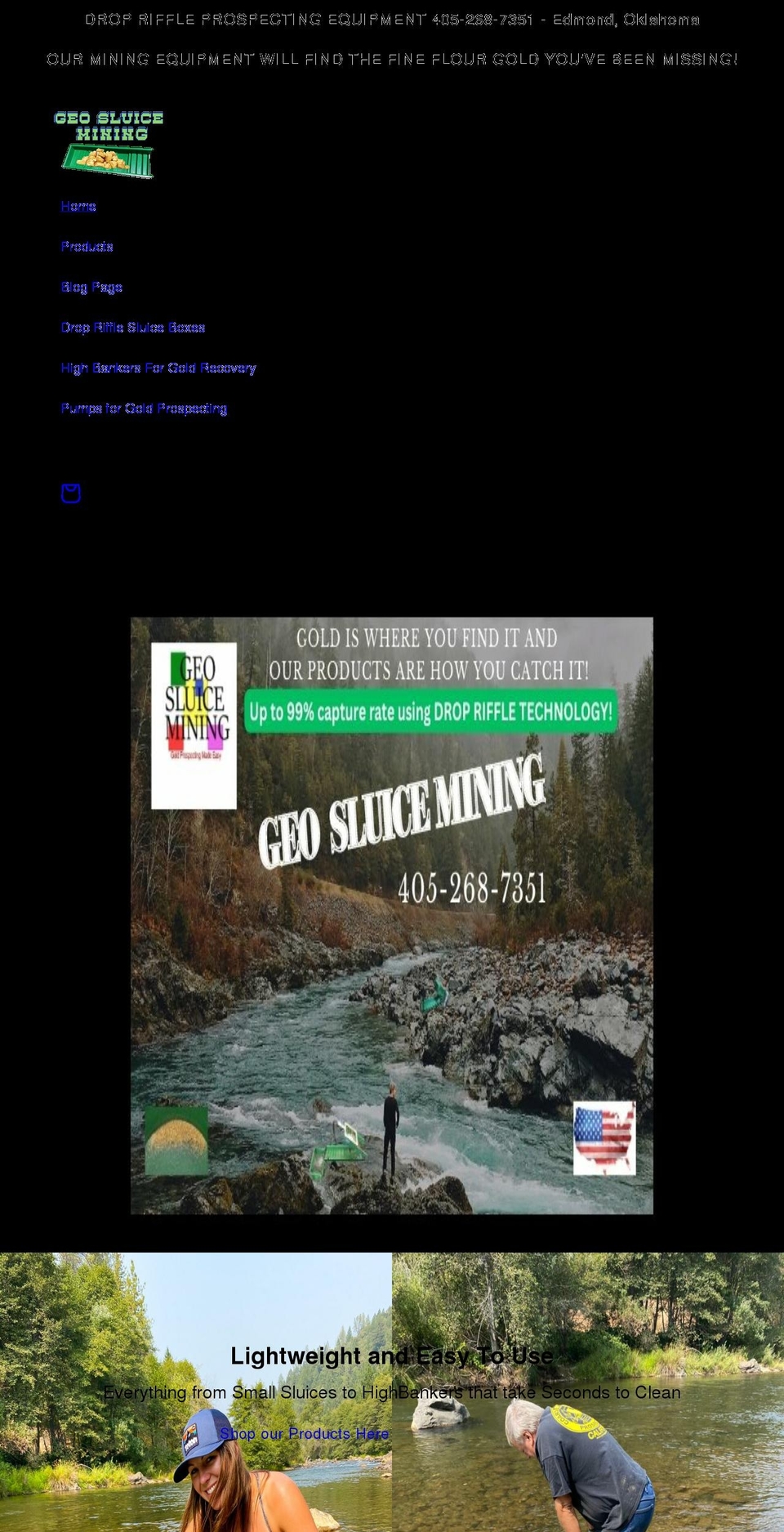 geosluicemining.com shopify website screenshot
