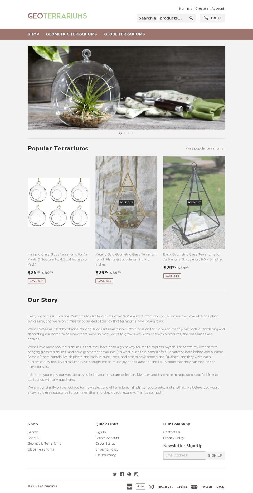 geoterrarium.com — Shopify storefront screenshot
