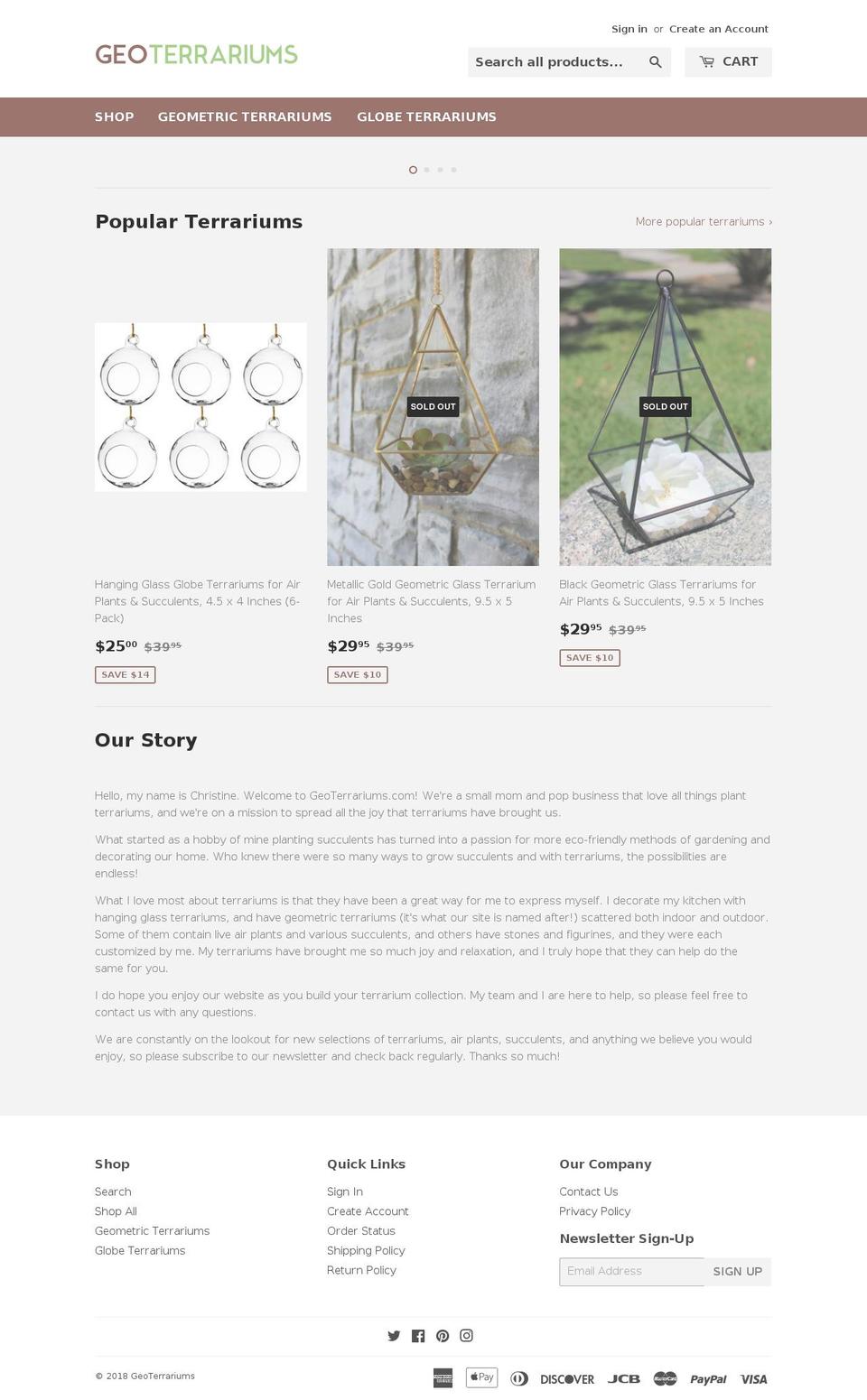 geoterrariums.com — Shopify storefront screenshot