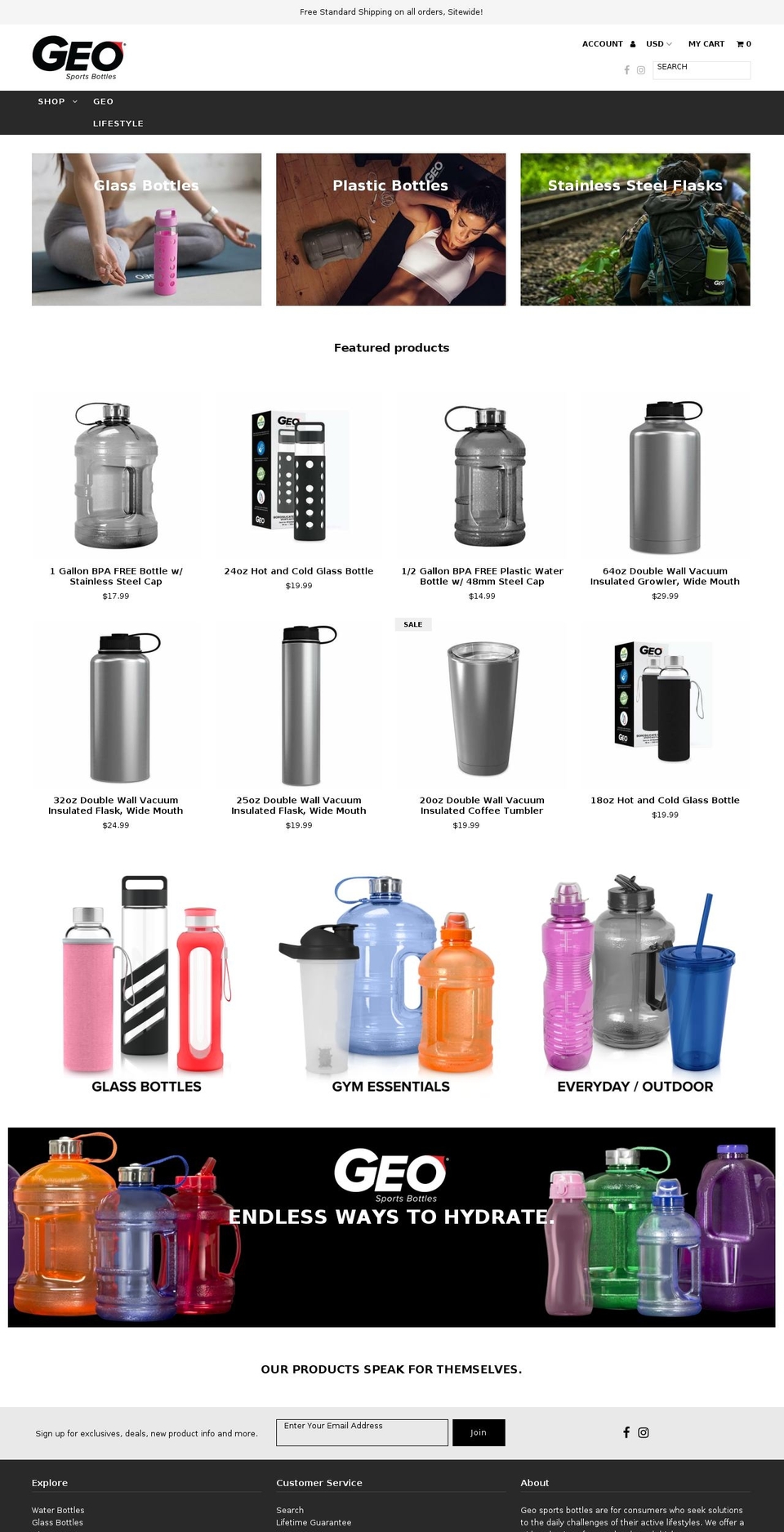 geowaterbottle.com — Shopify storefront screenshot