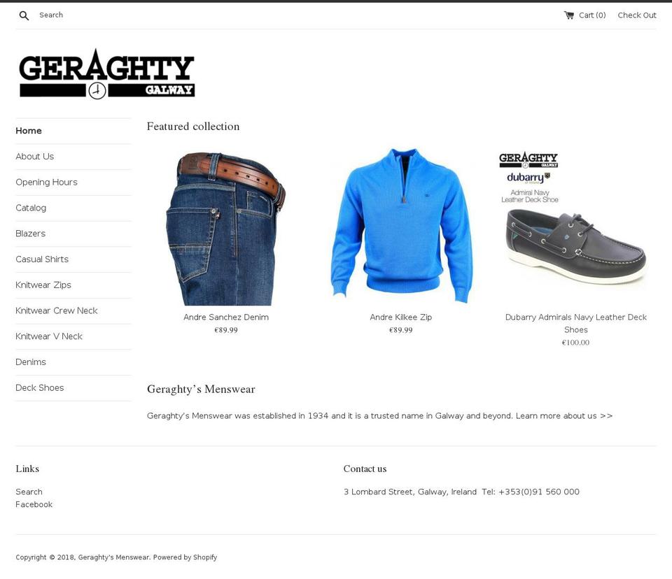 geraghtys.ie shopify website screenshot