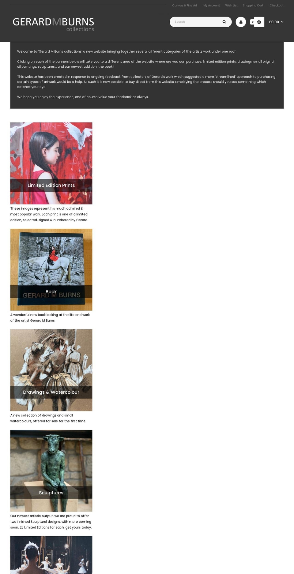 Gerard M Burns Theme Shopify theme site example gerardmburnscollections.com