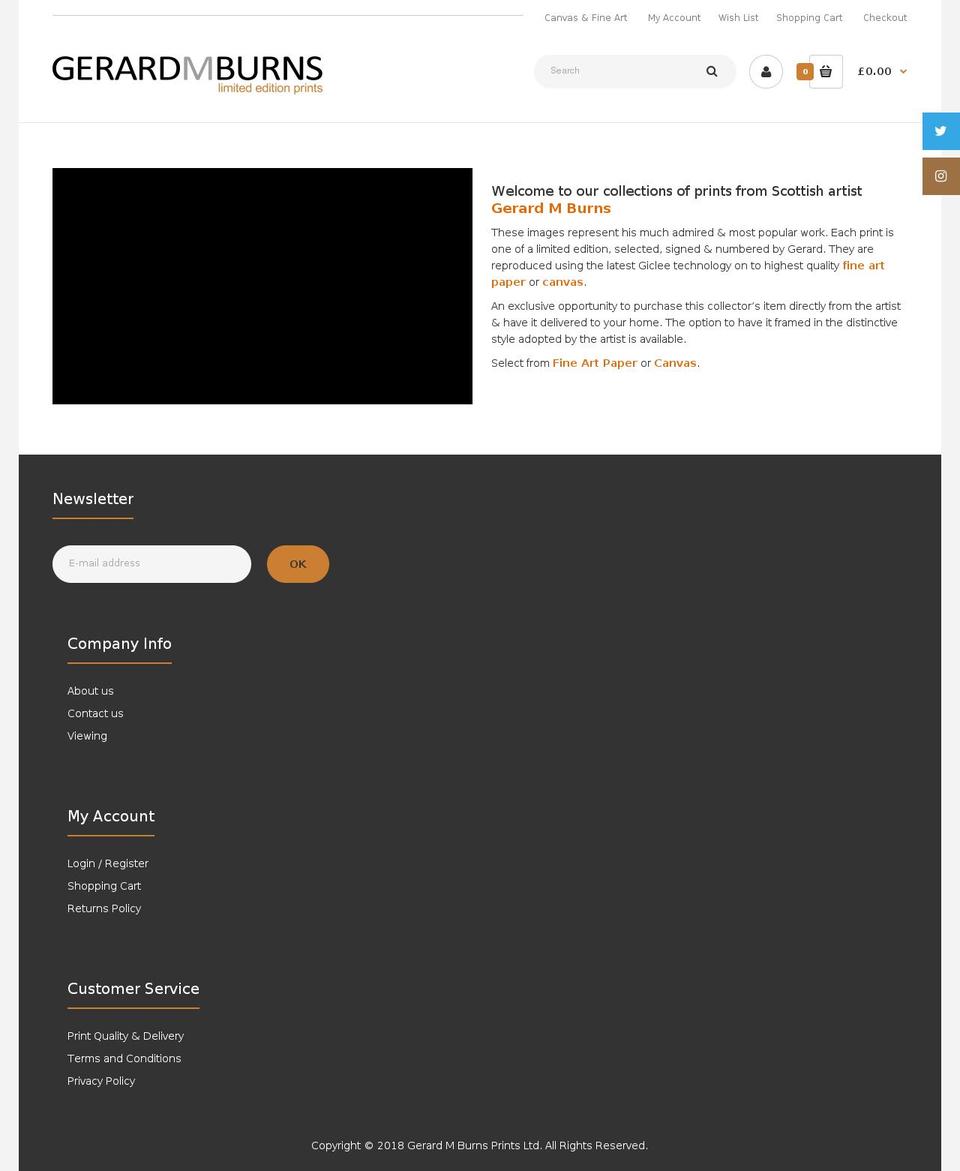 Gerard M Burns Theme Shopify theme site example gerardmburnsprints.com