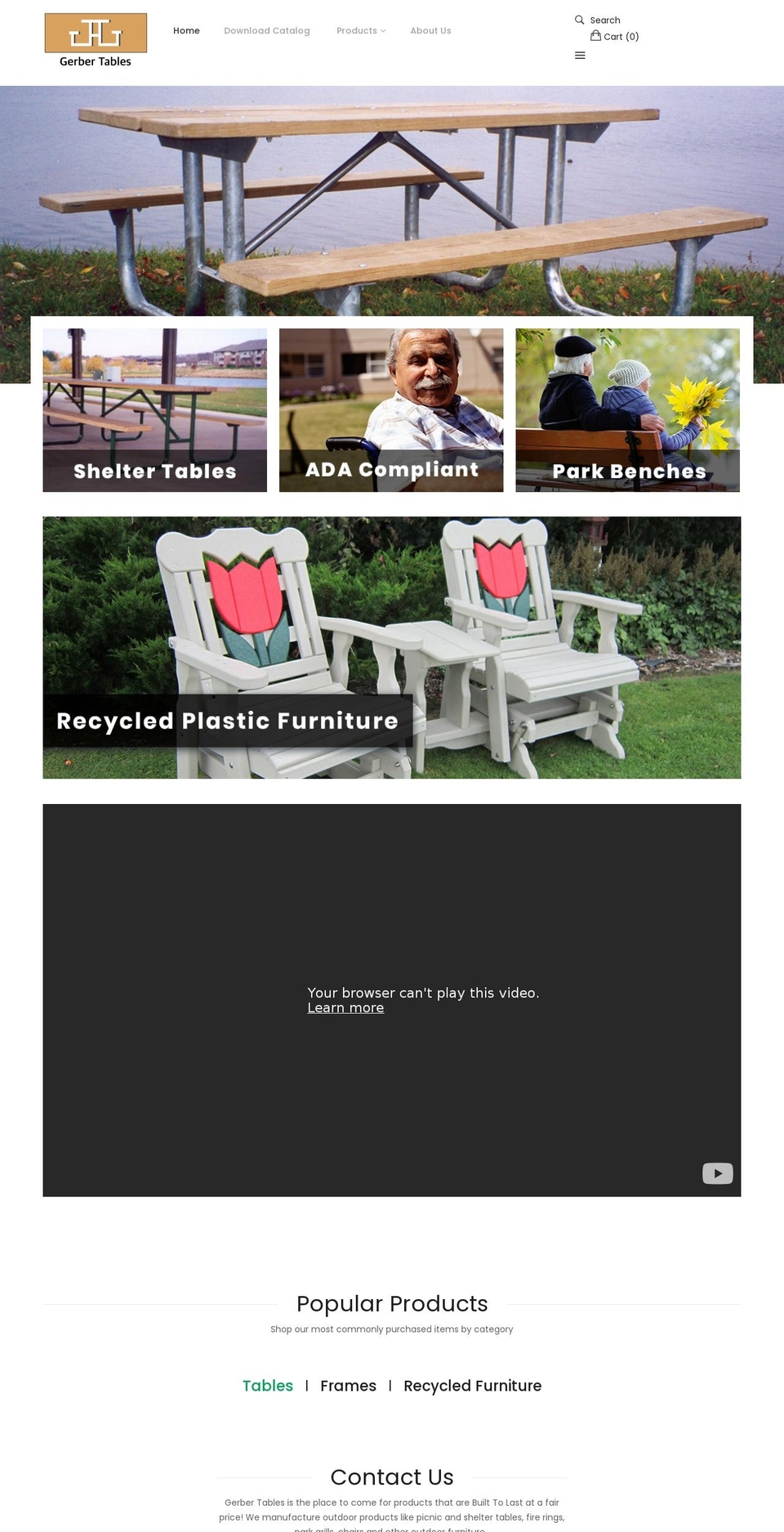gerbertables.com shopify website screenshot