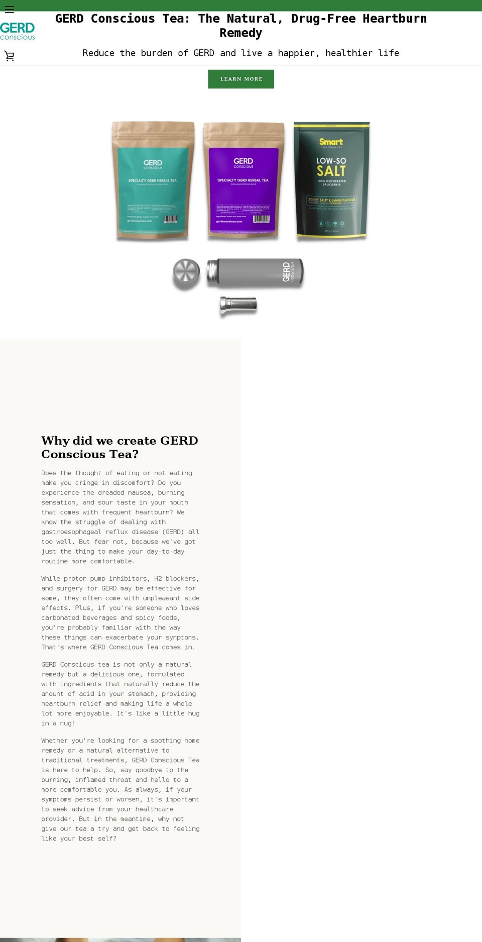 gerdconscious.com shopify website screenshot