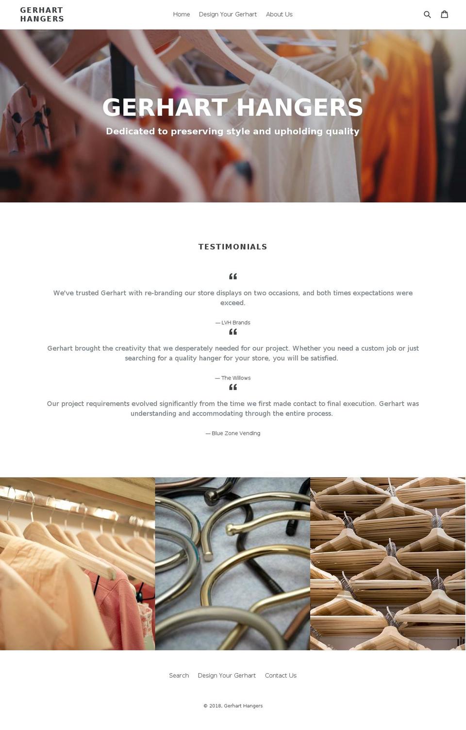 gerharthangers.com — Shopify storefront screenshot