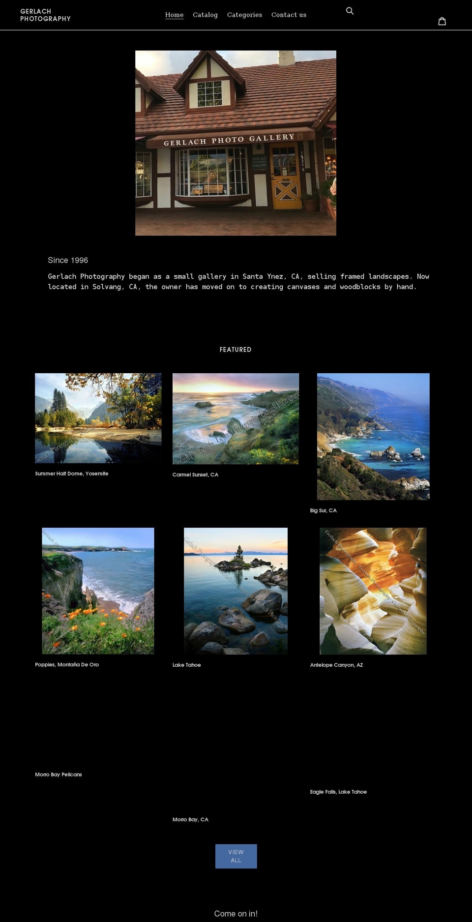 gerlachphoto.com shopify website screenshot