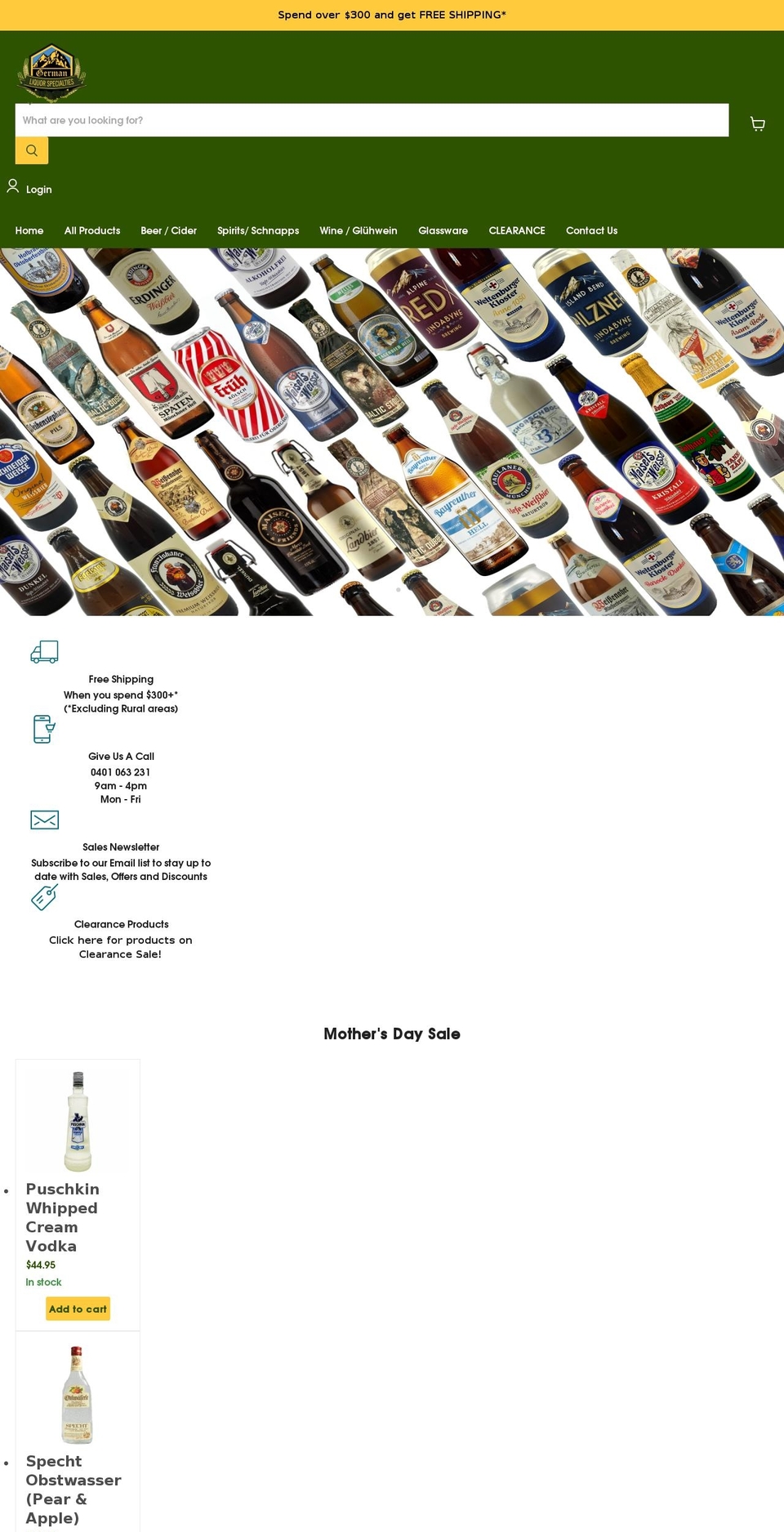 germanliquor.com.au shopify website screenshot