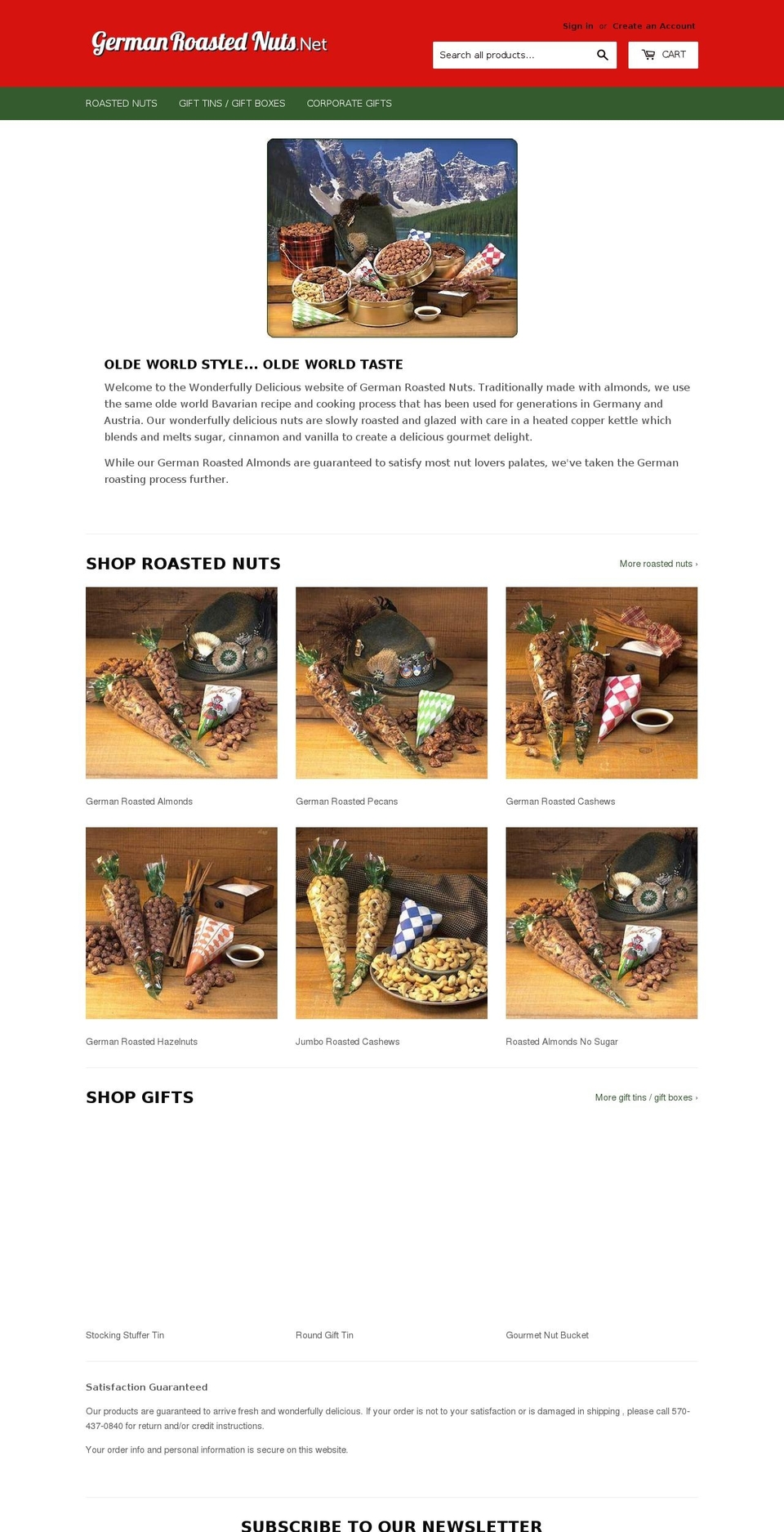 germanroastednuts.net shopify website screenshot