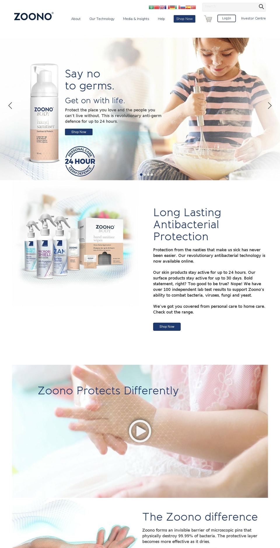 zoono Shopify theme site example germfree24.co