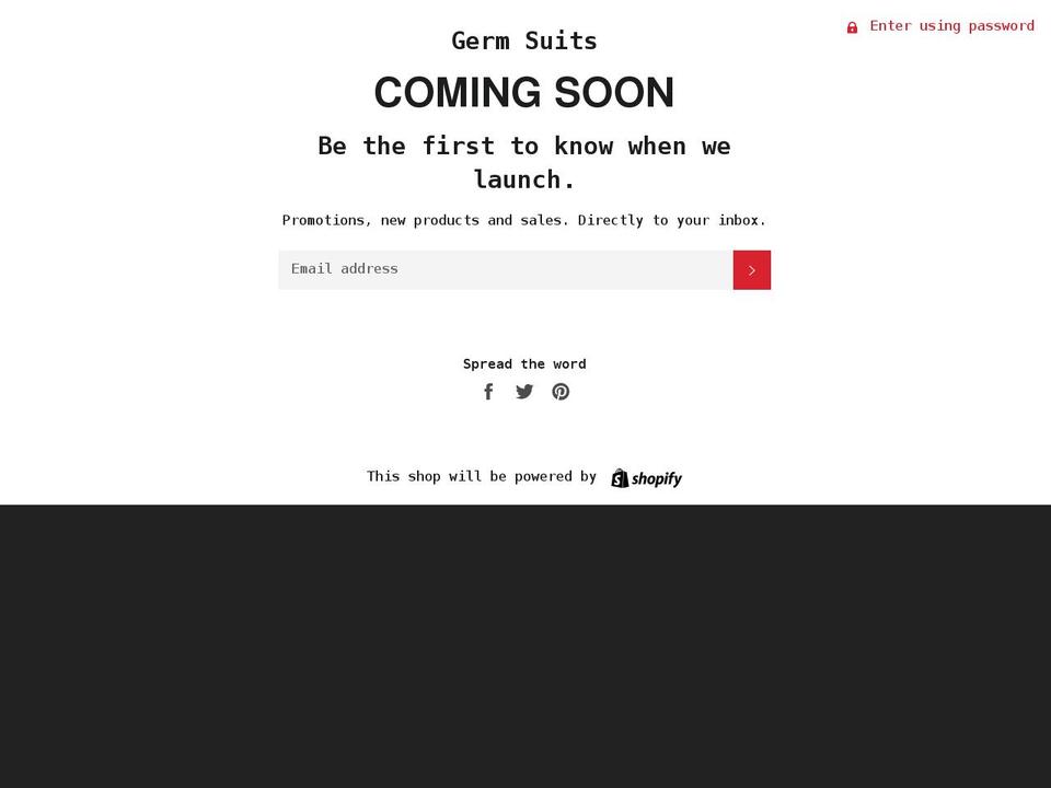 germsuits.com shopify website screenshot