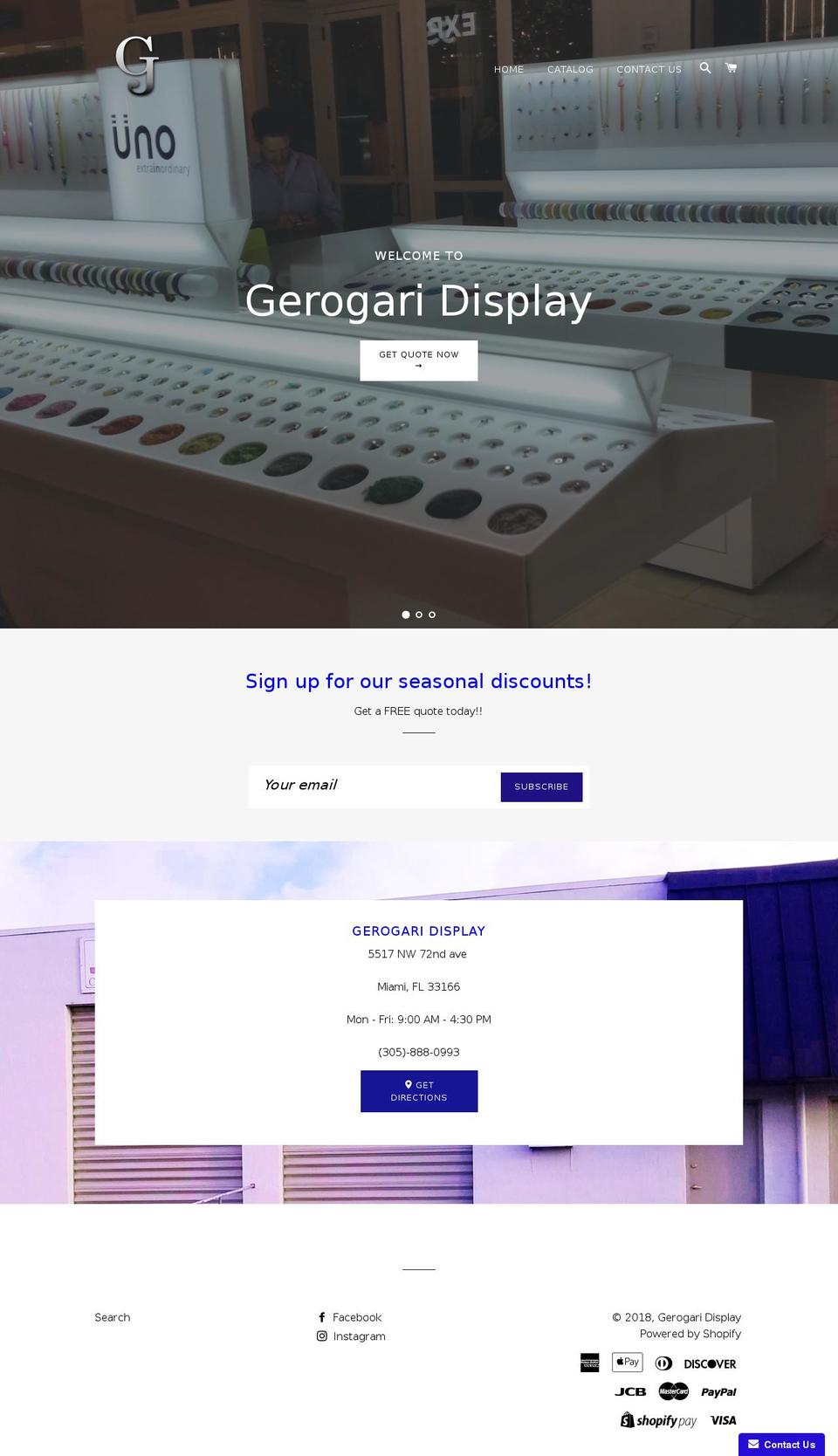 gerogaridisplay.com — Shopify storefront screenshot