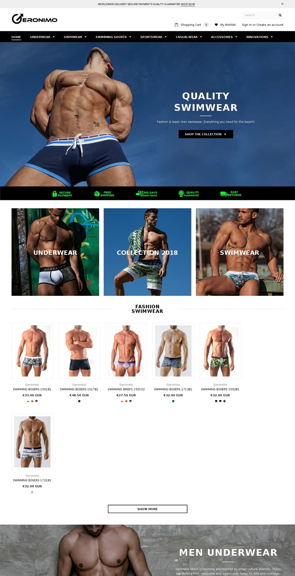 geronimo-underswim.com shopify website screenshot