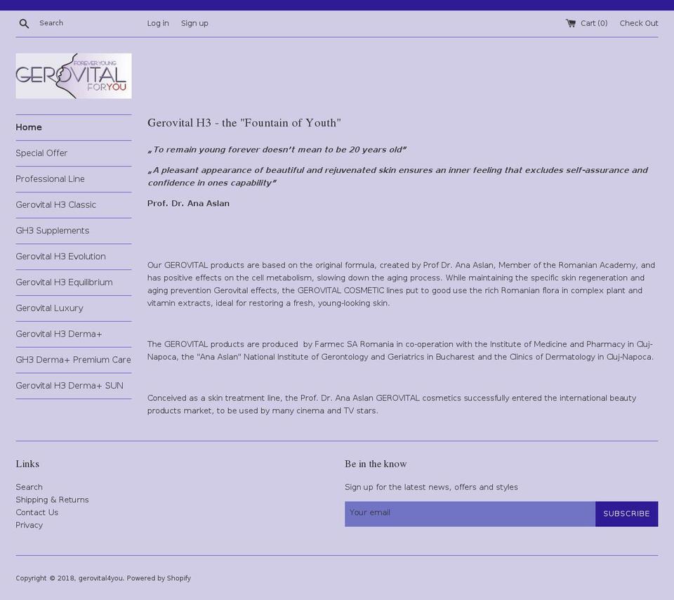 gerovital4you.com shopify website screenshot