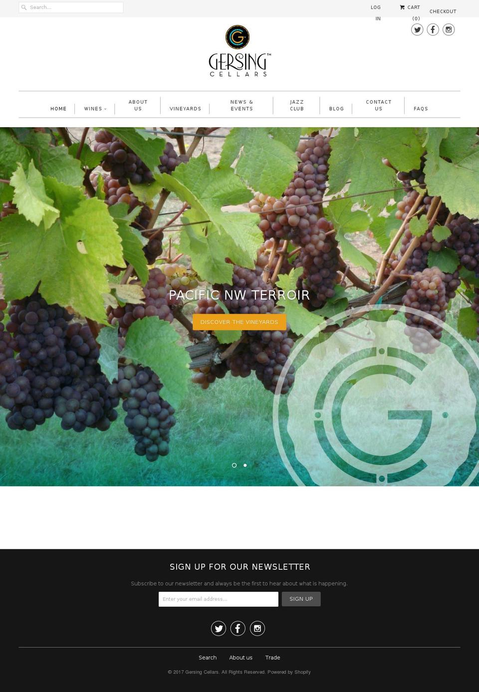 gersingcellars.com shopify website screenshot
