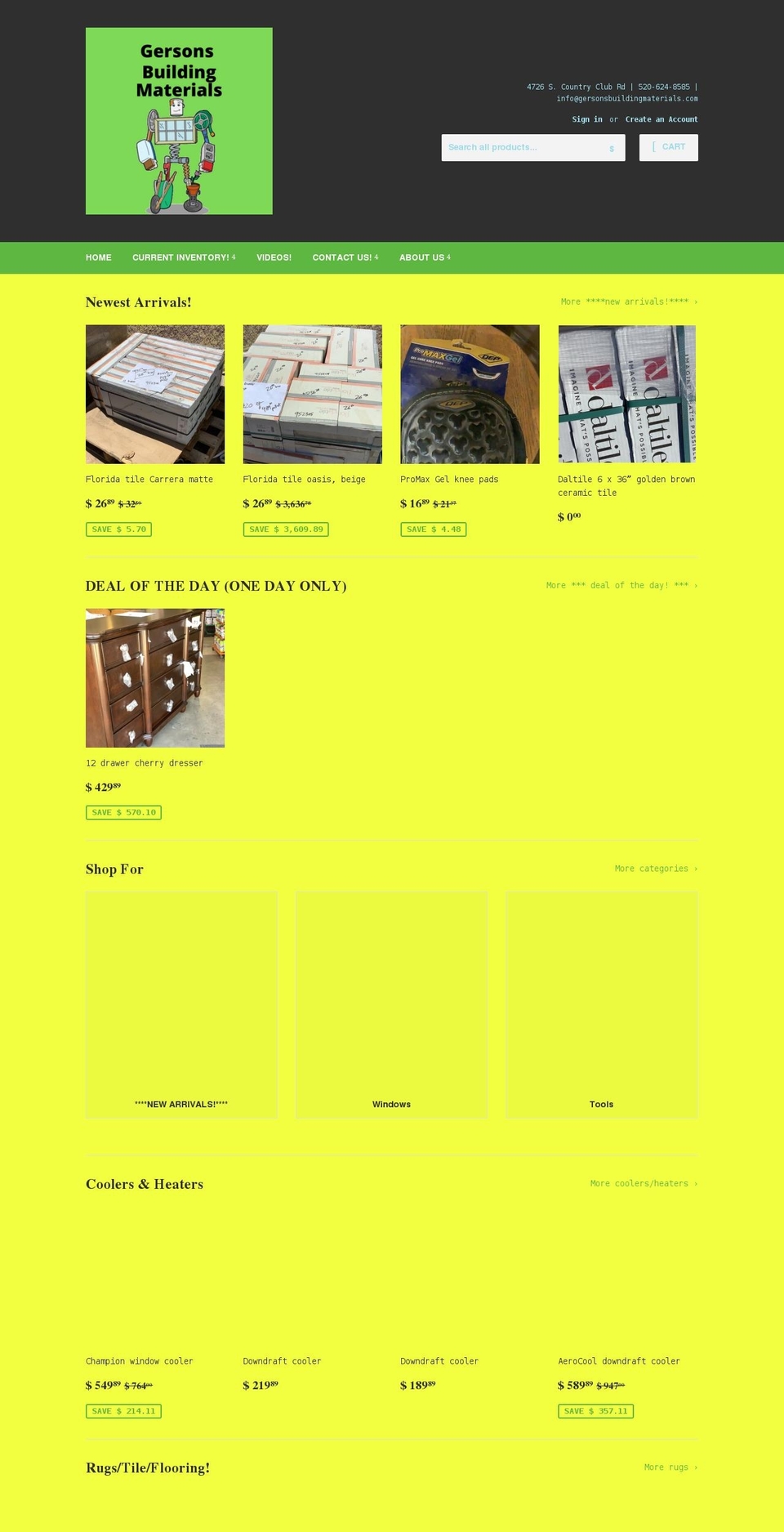 gersonsbuildingmaterials.com shopify website screenshot