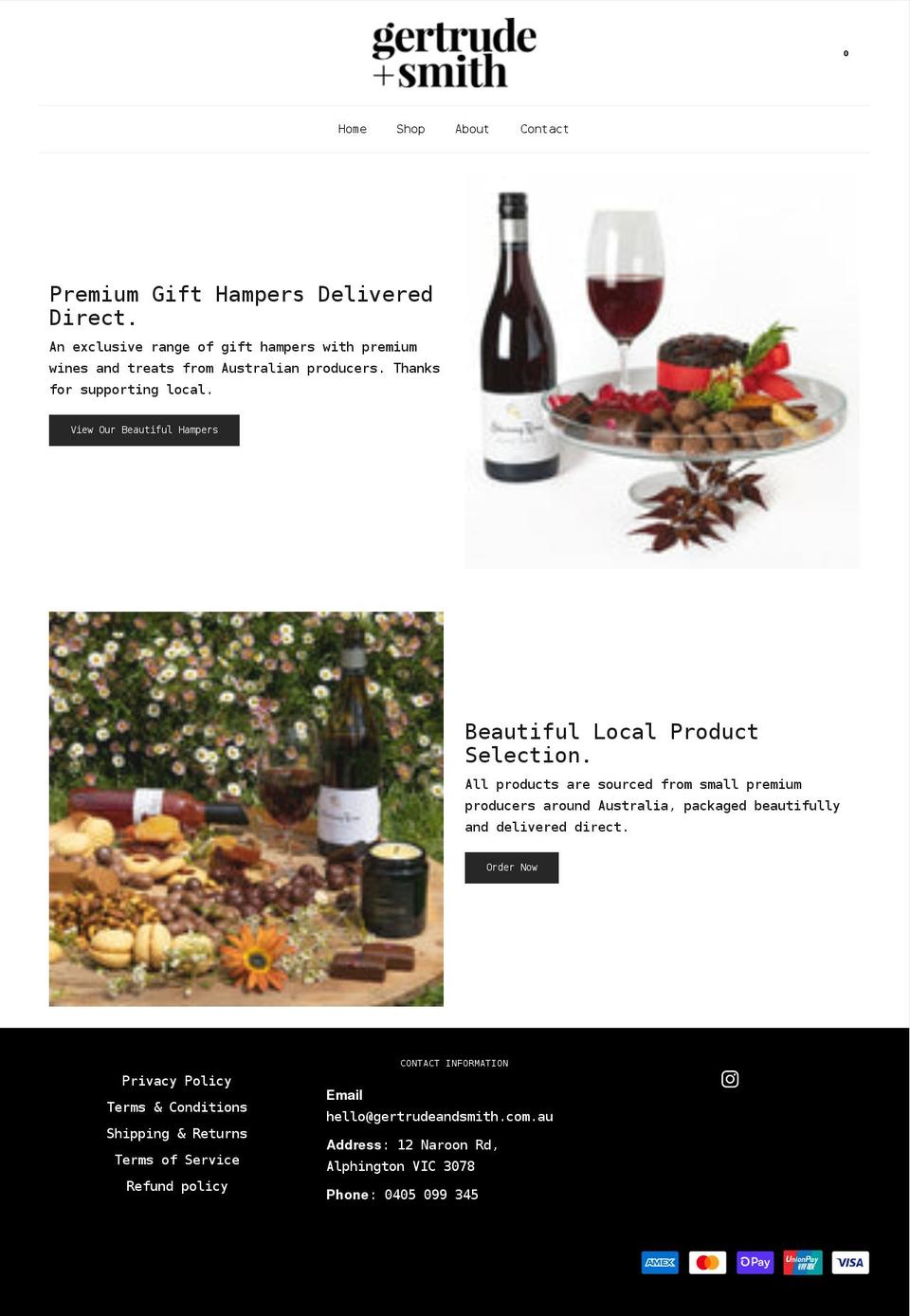 gertrudeandsmith.com.au shopify website screenshot