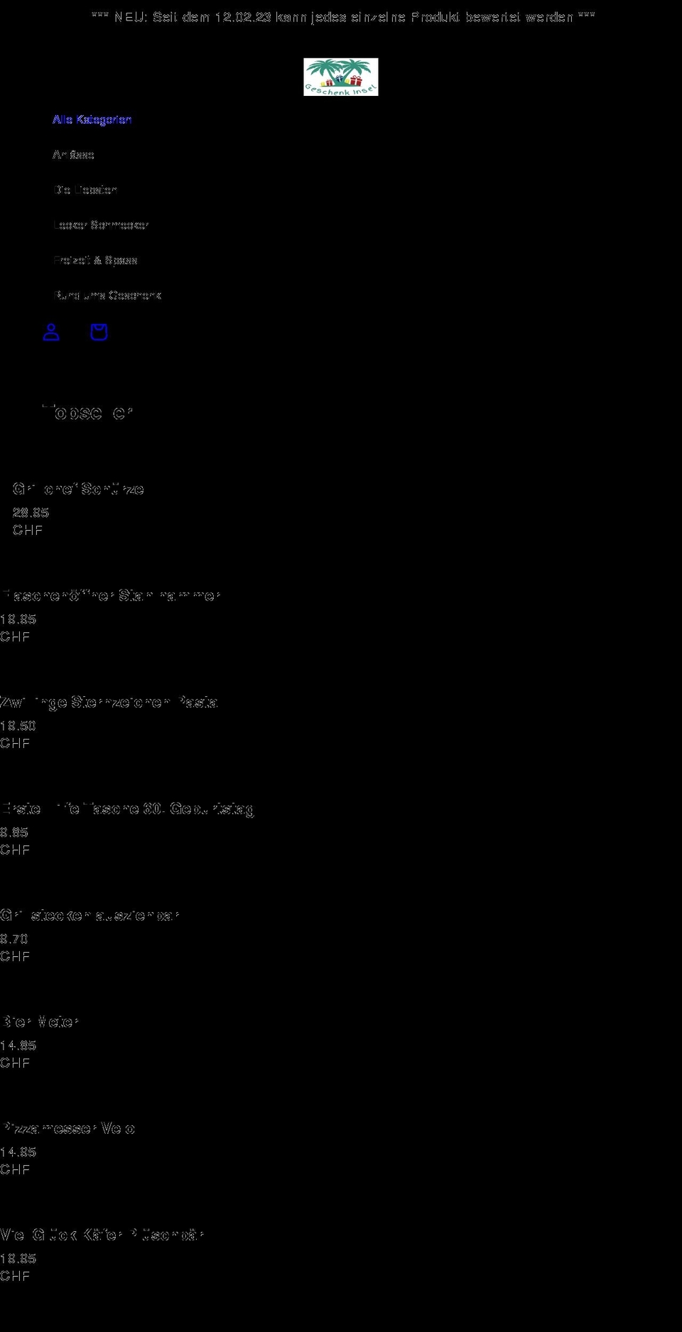 geschenkinsel.ch shopify website screenshot