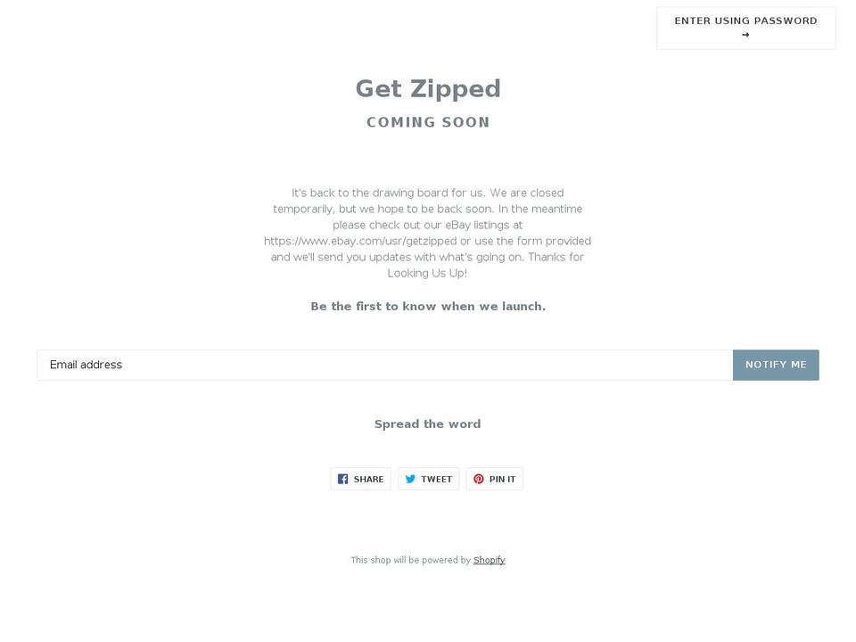 get-zipped.com shopify website screenshot