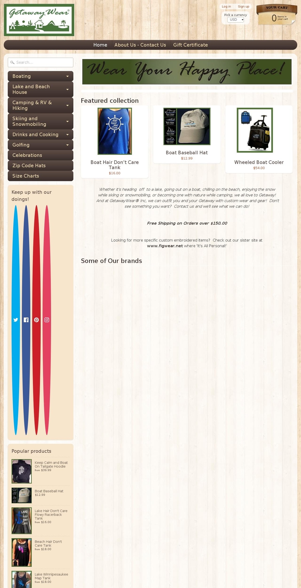 getawaywear.com shopify website screenshot