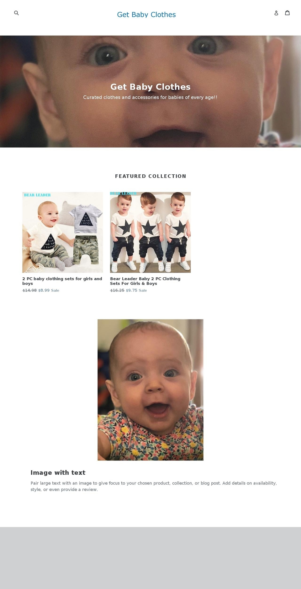 getbabyclothes.com shopify website screenshot