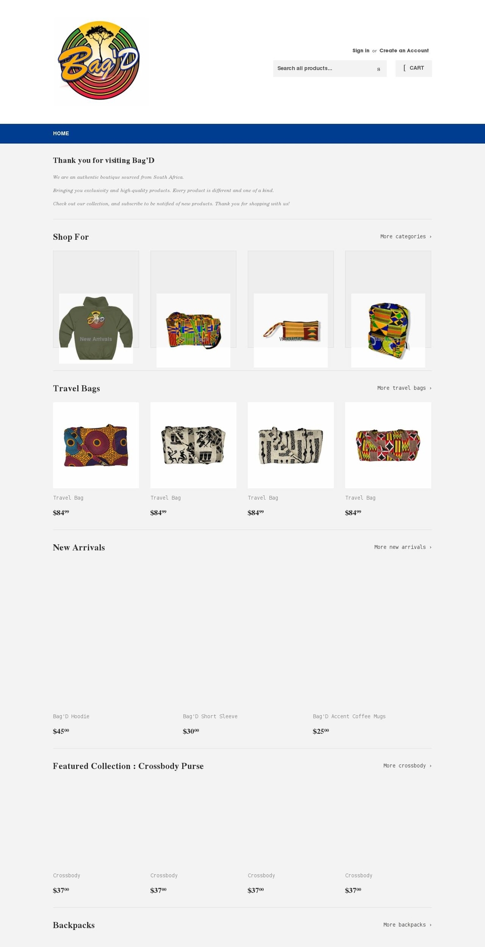 getbagd.com shopify website screenshot