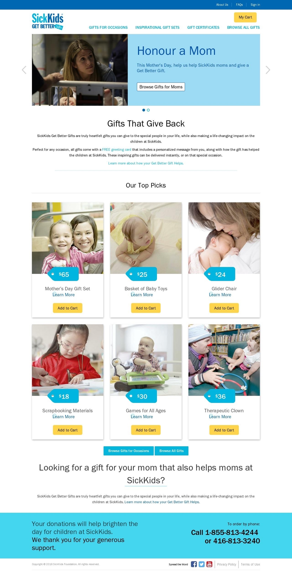 SickKids Theme - Merged Shopify theme site example getbettergift.com