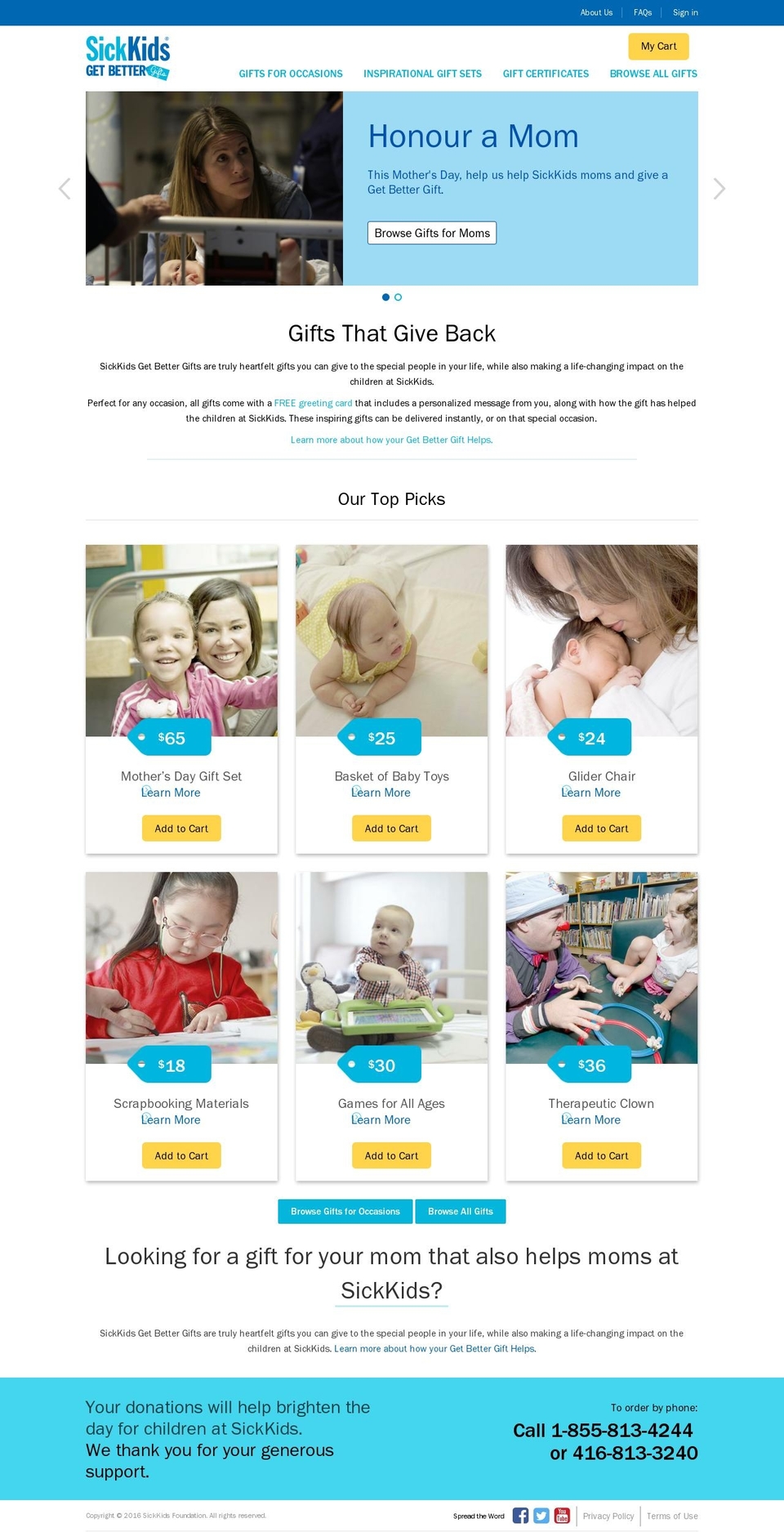 SickKids Theme - Merged Shopify theme site example getbettergifts.com