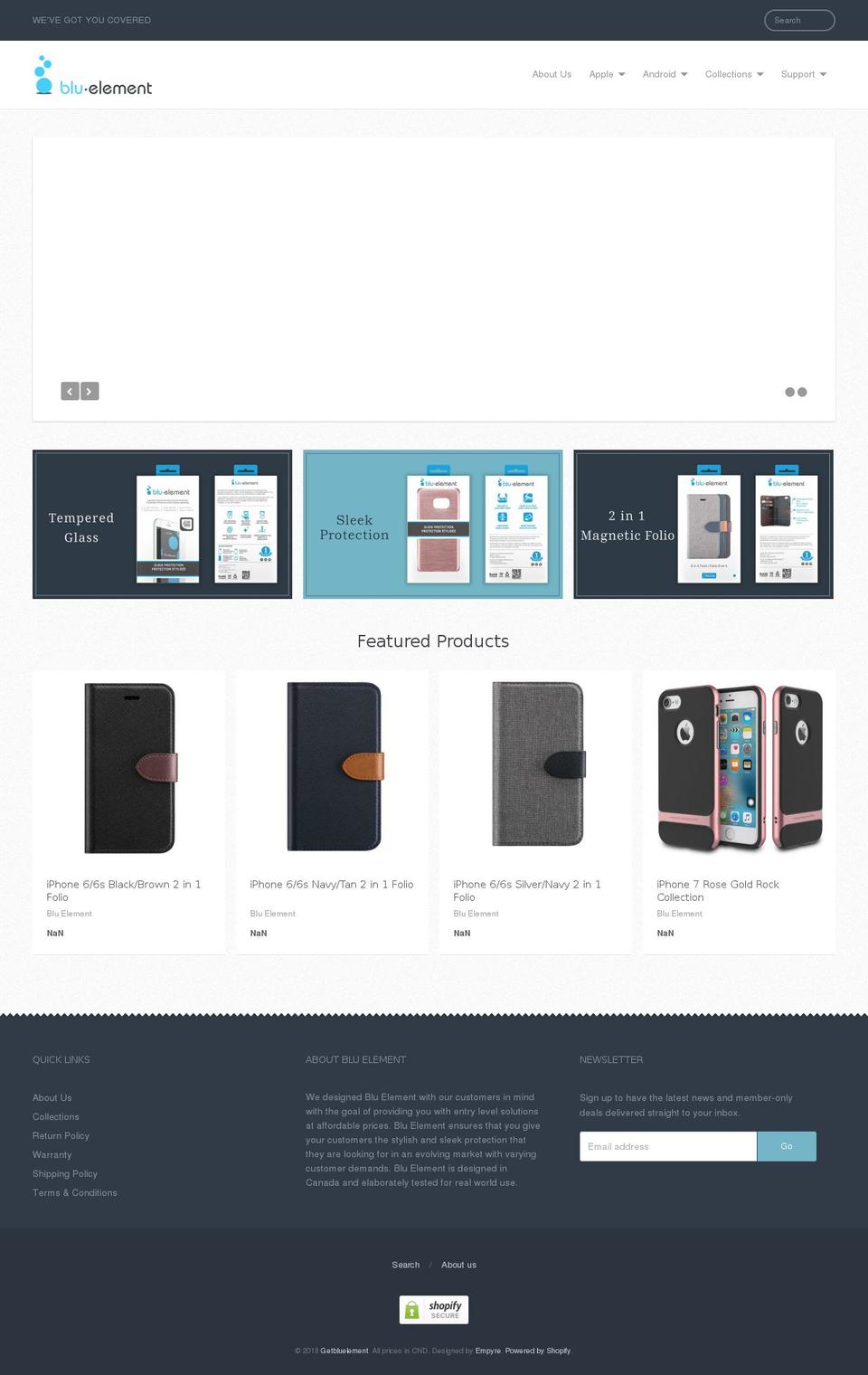 getblueelement.com — Shopify storefront screenshot
