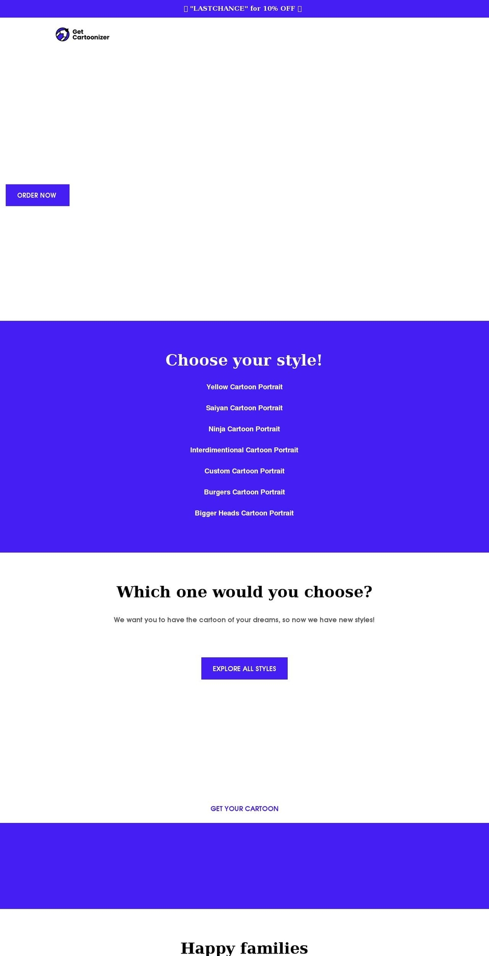 getcartoonizer.com shopify website screenshot
