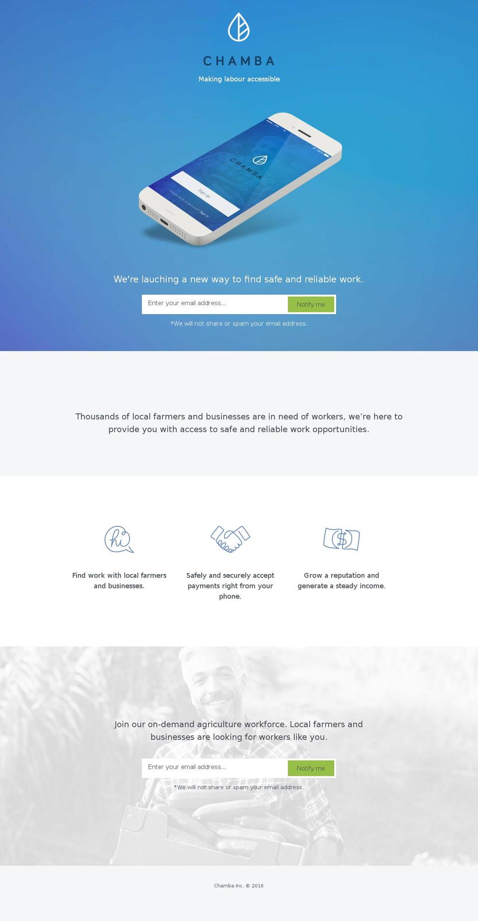 getchamba.com shopify website screenshot