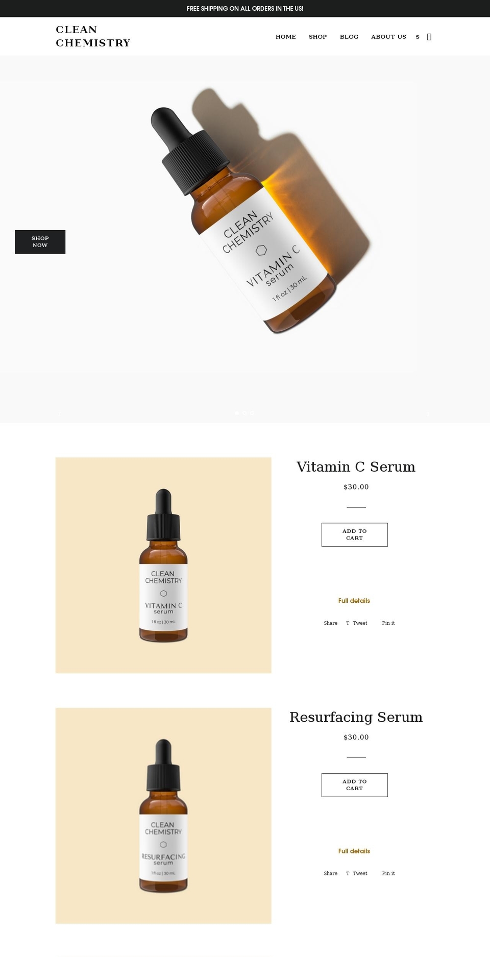 getcleanchemistry.com shopify website screenshot
