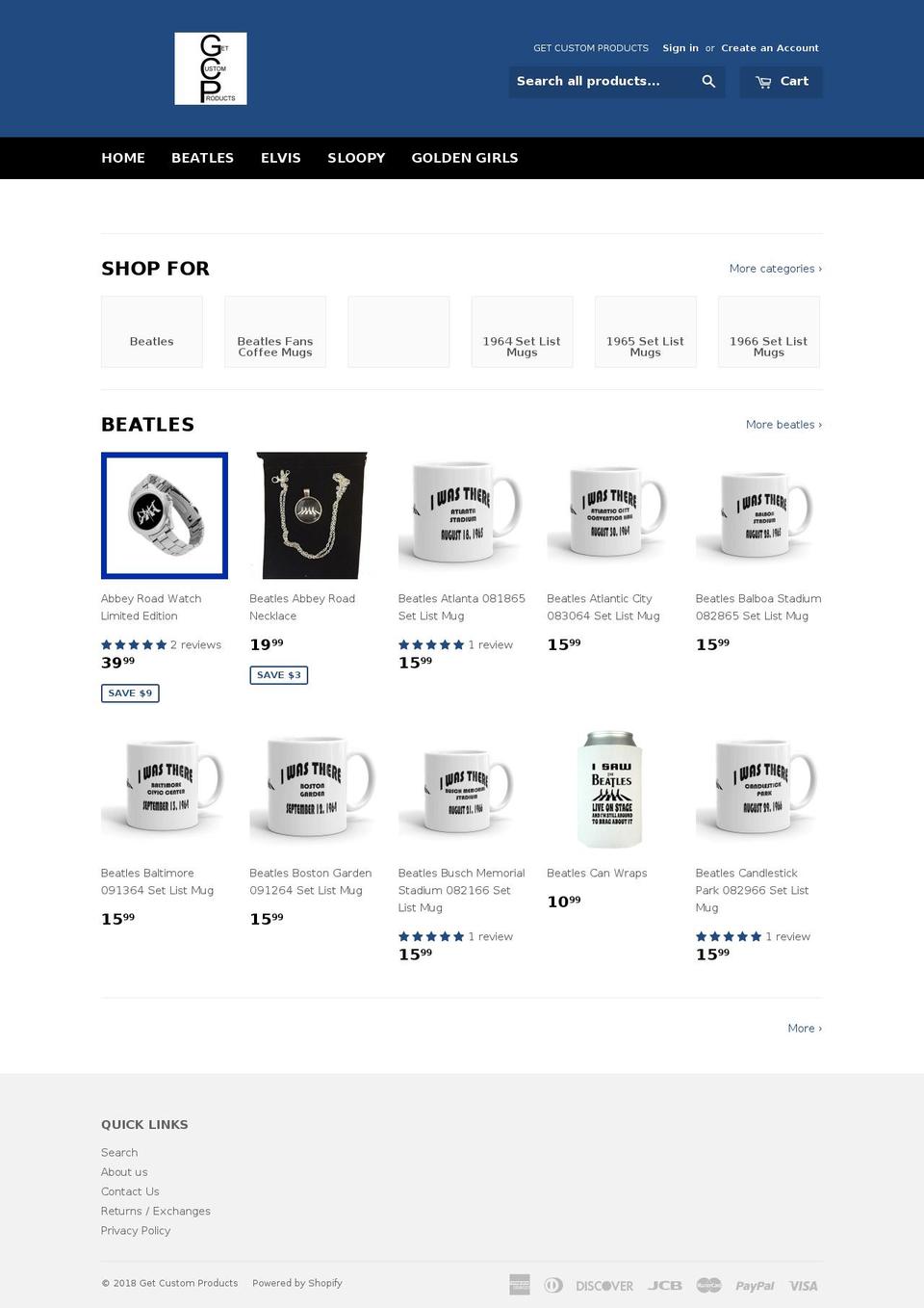 getcustomproducts.net shopify website screenshot